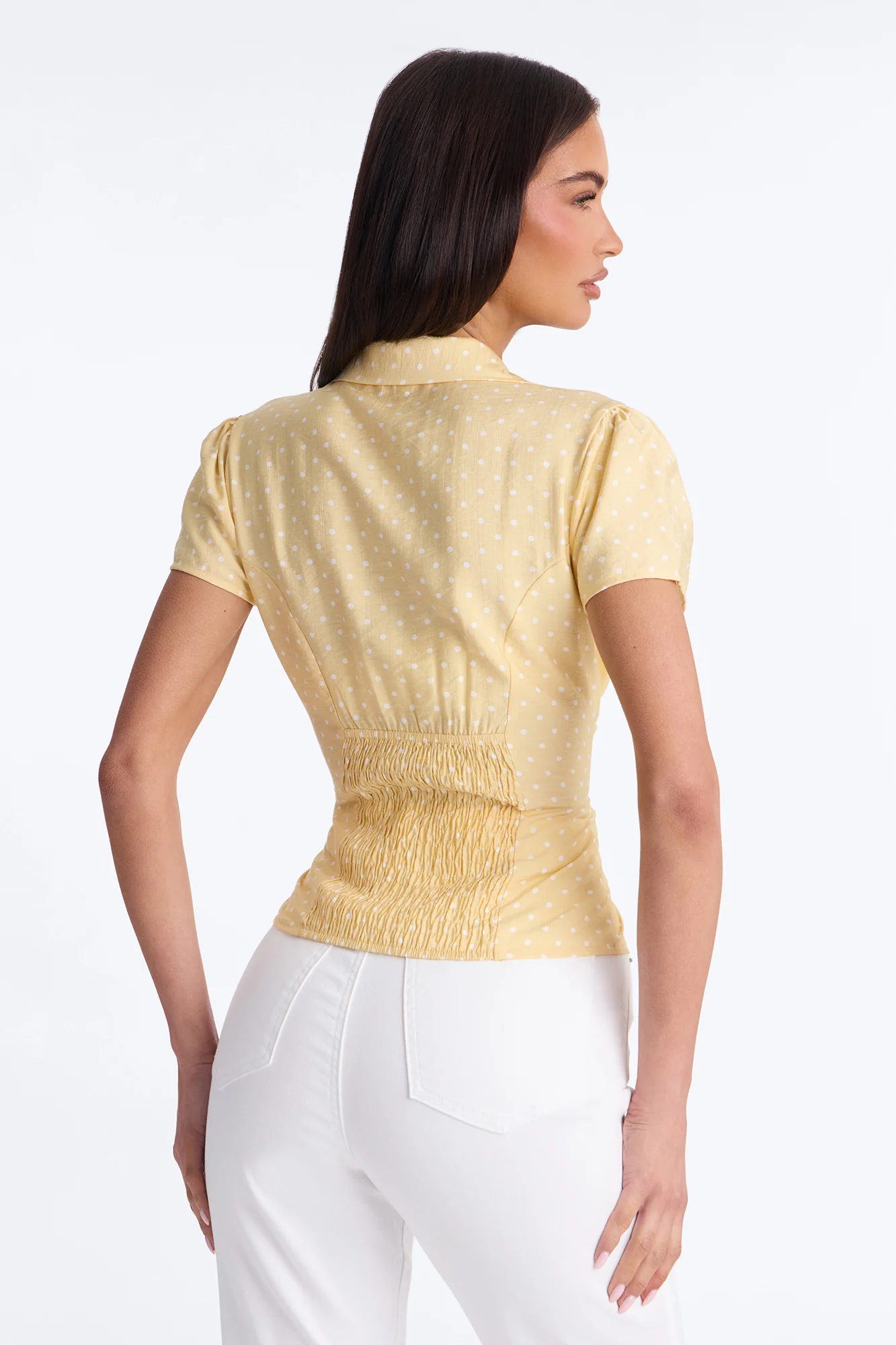 Fresh Season Polka Dot Linen Shirt - Yellow/combo - Image 4