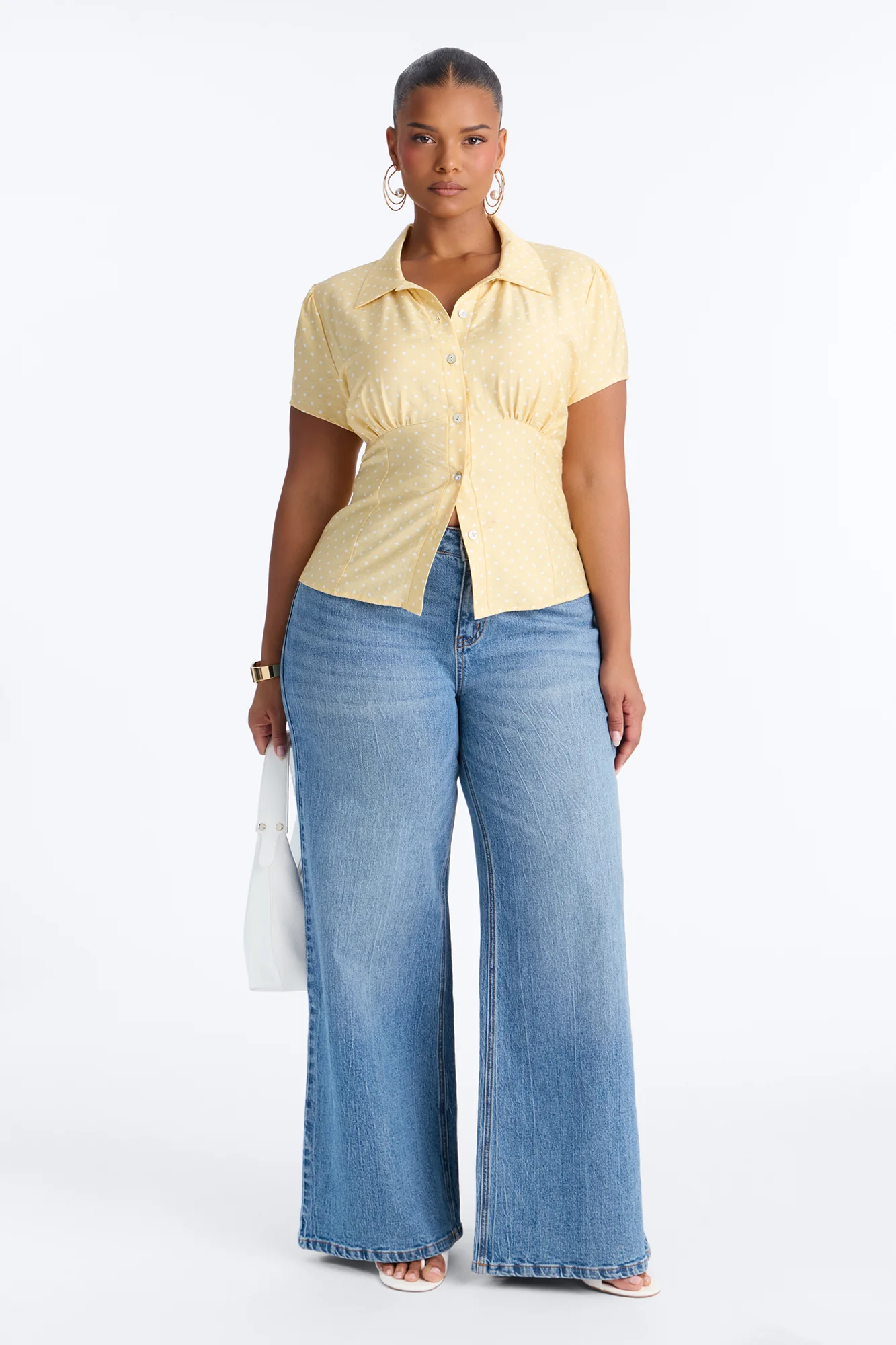 Fresh Season Polka Dot Linen Shirt - Yellow/combo - Image 6
