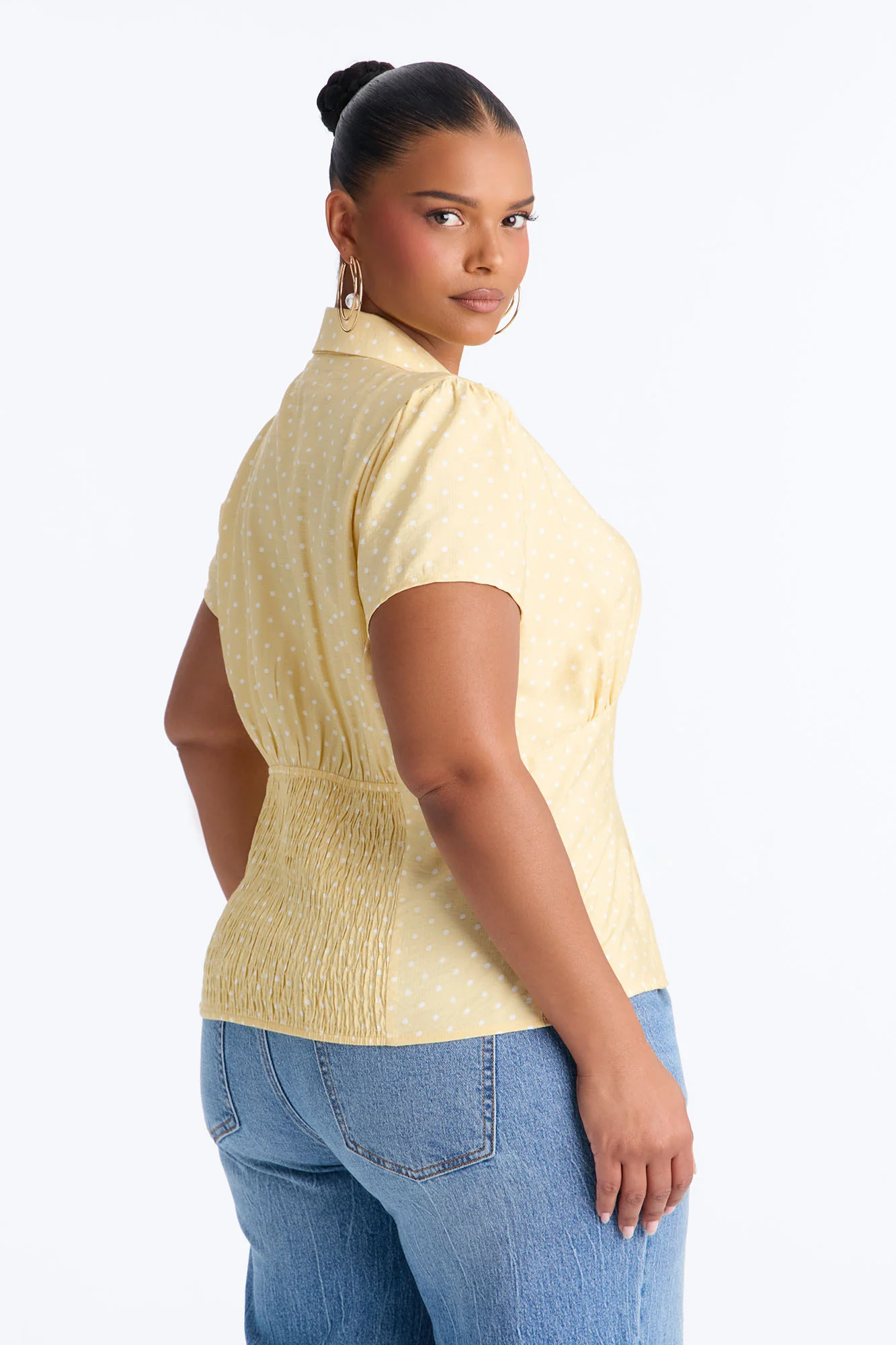 Fresh Season Polka Dot Linen Shirt - Yellow/combo - Image 7