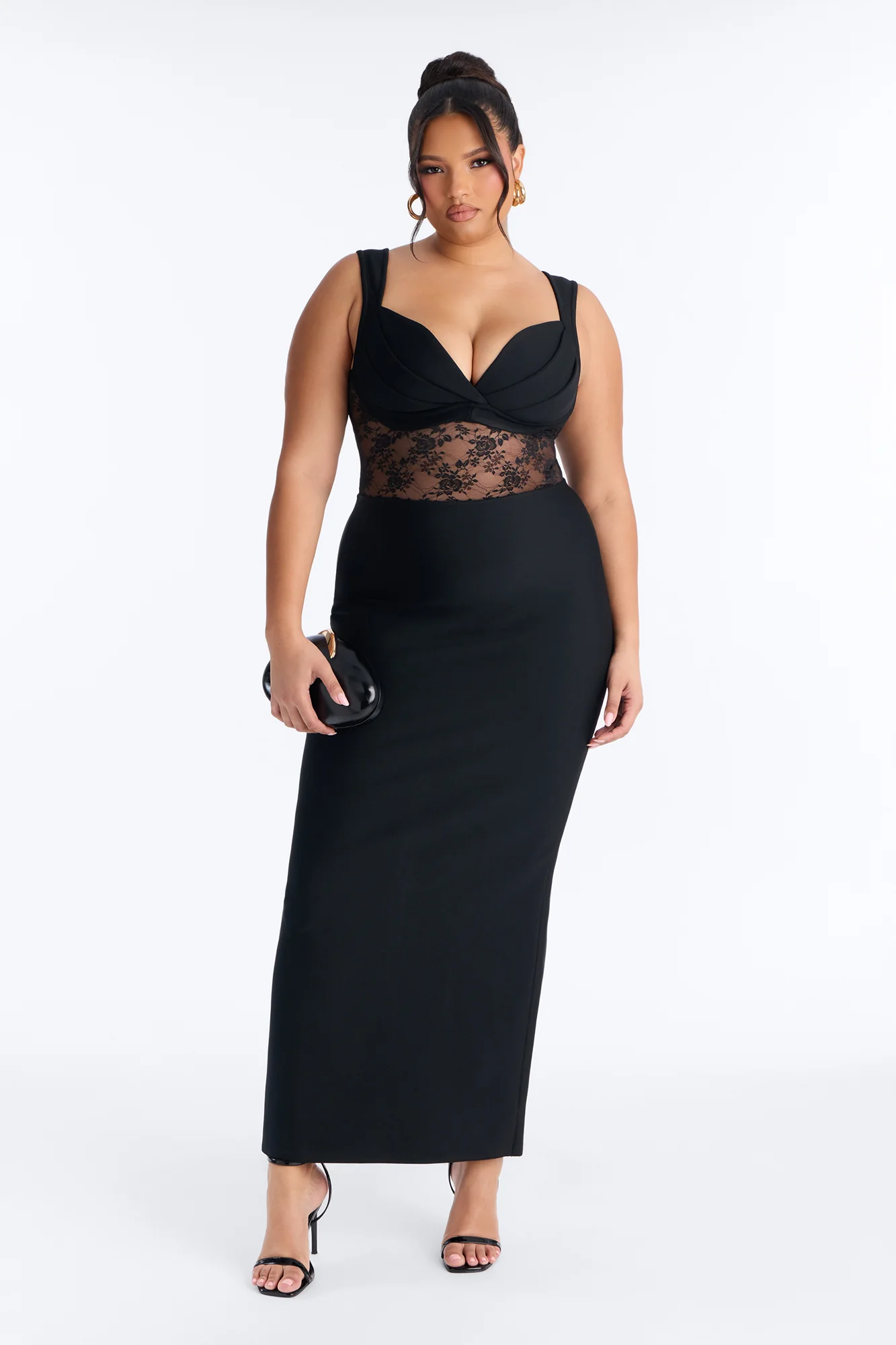 Freya Lace Bandage Gown - Black - Image 5