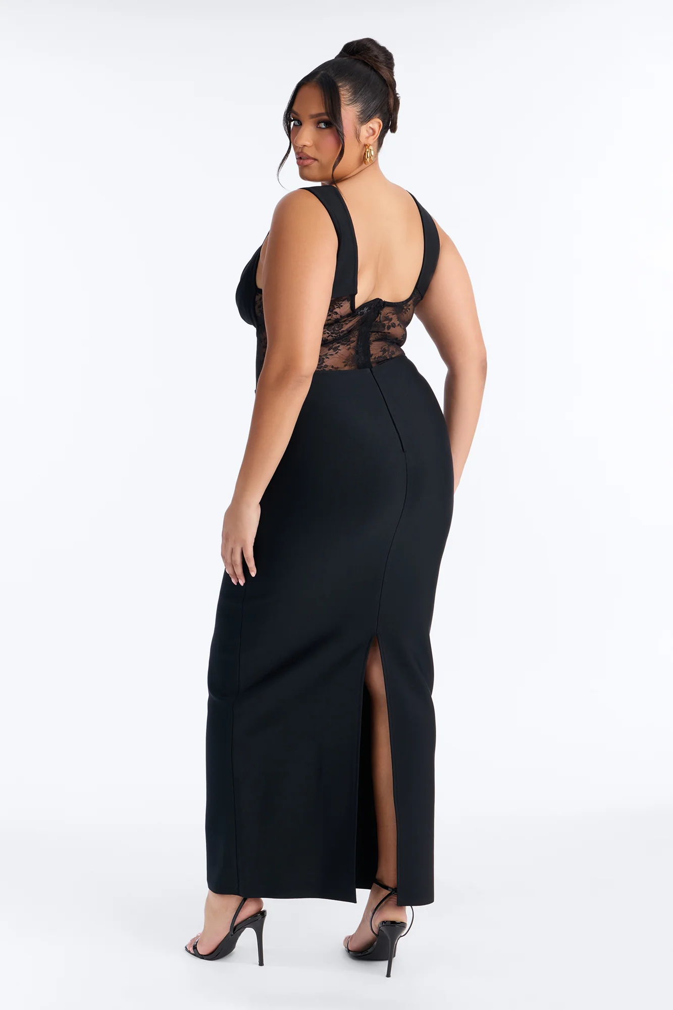 Freya Lace Bandage Gown - Black - Image 7