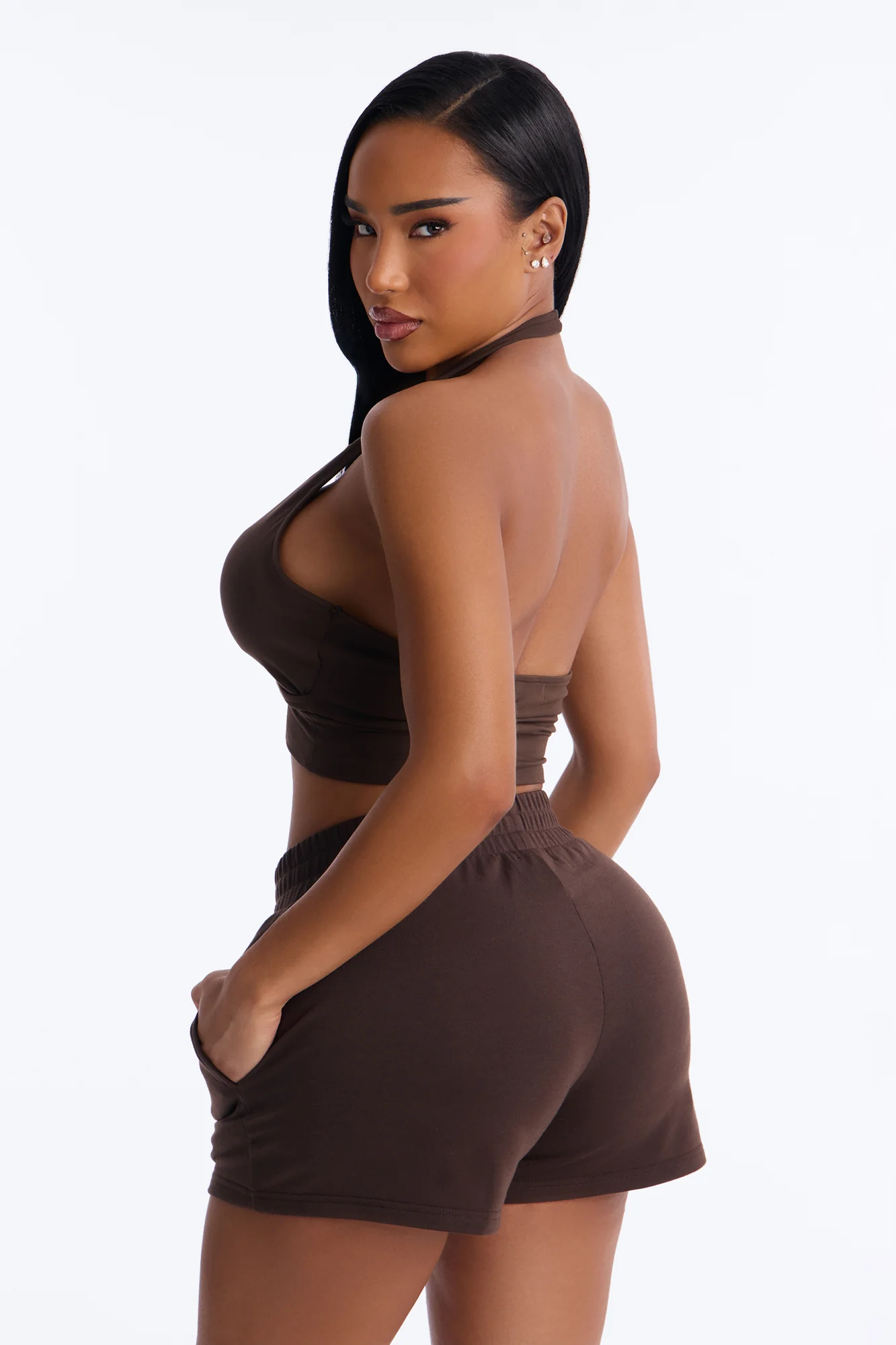 Fridah Sports Bra Short Set - Brown - Image 3