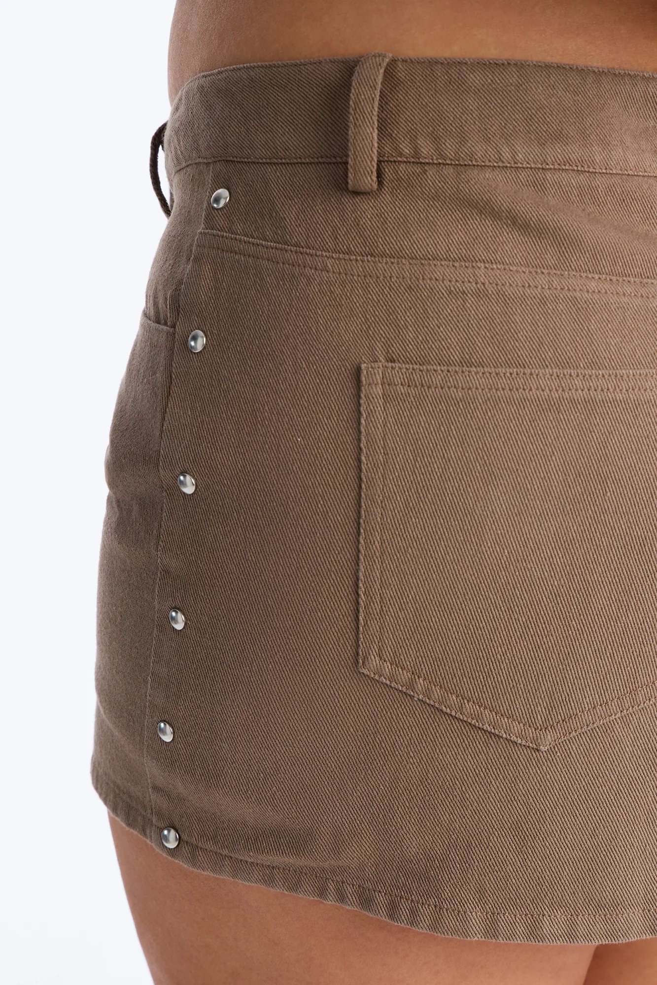 Friday Night Lights Studded Twill Mini Skort - Mocha - Image 9