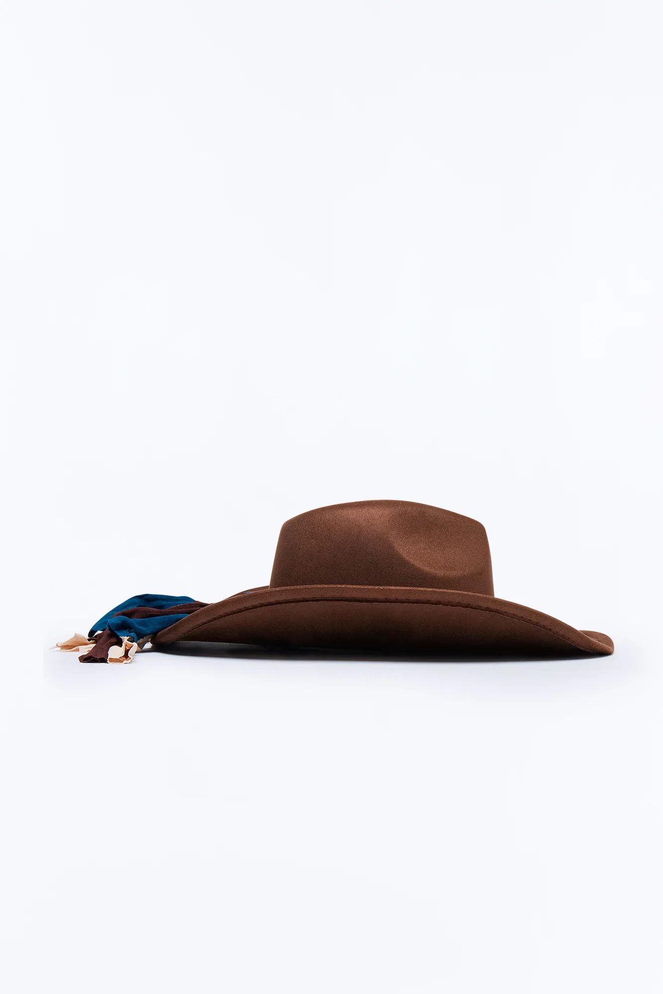 Frontier Bound Faux Suede Braided Cowboy Hat - Dark Brown - Image 4