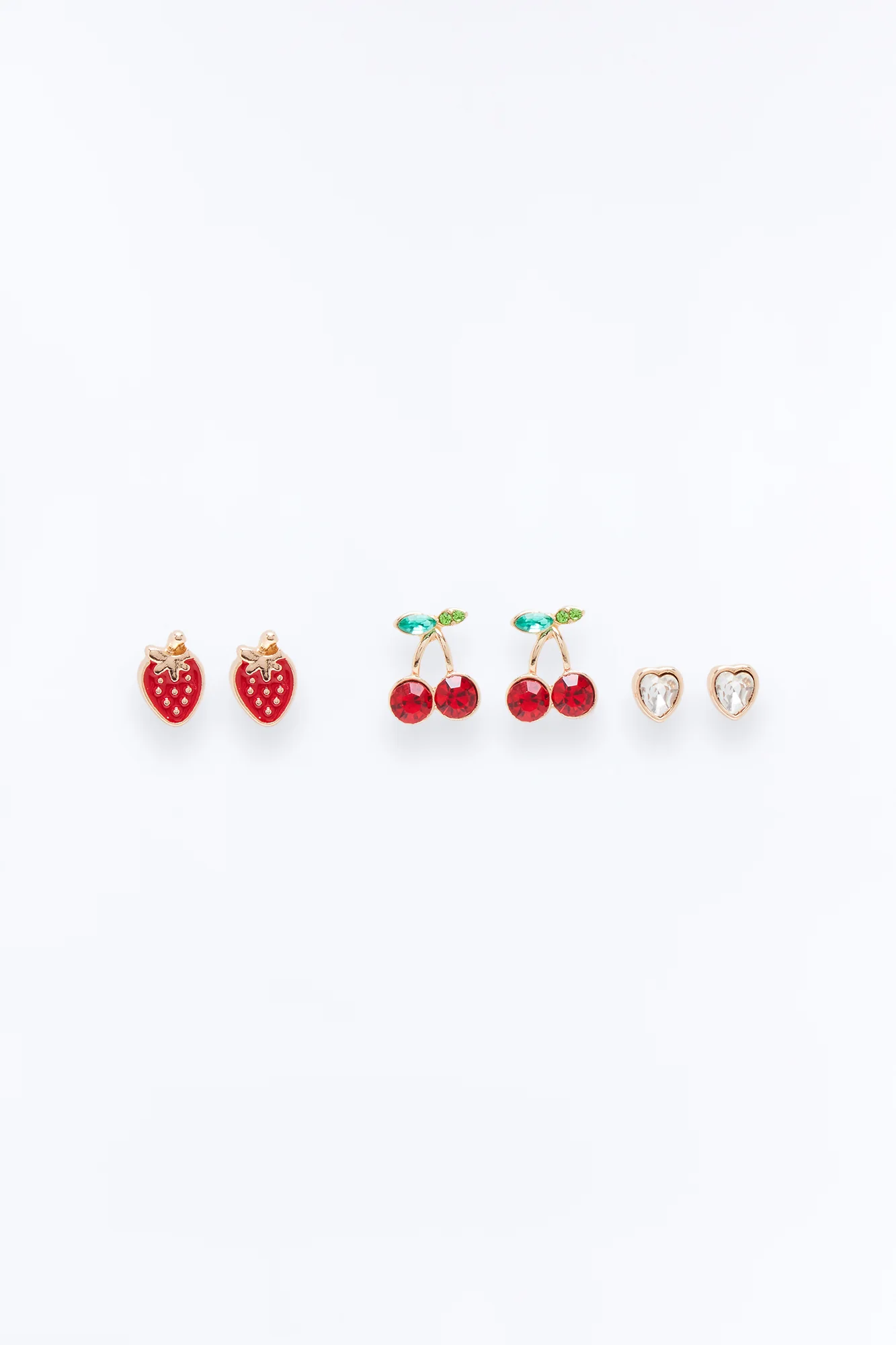 Fruit Crush 3 Pair Earring Set - Red/combo