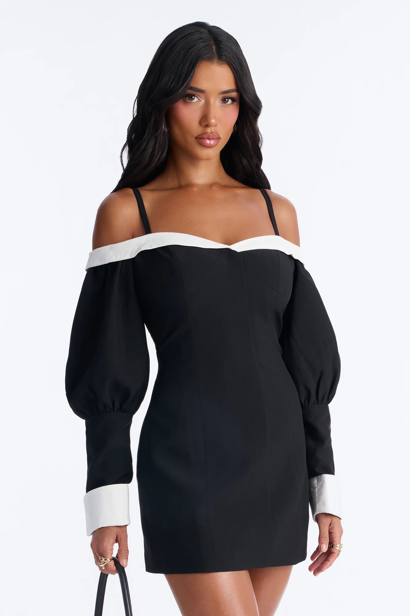 Full Bloom Mini Dress - Black/White