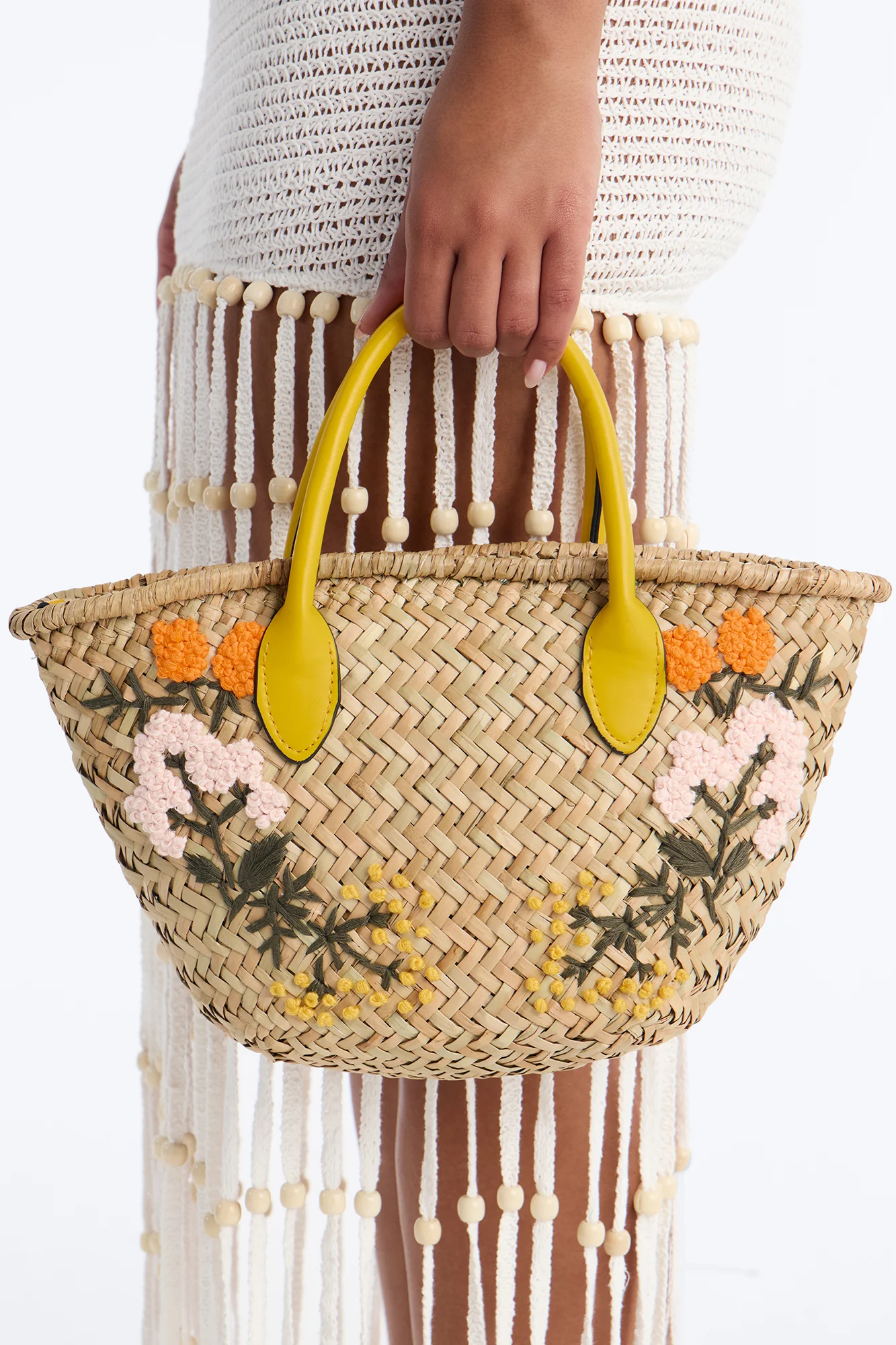 Full Of Flowers Straw Tote Bag - Natural/Combo
