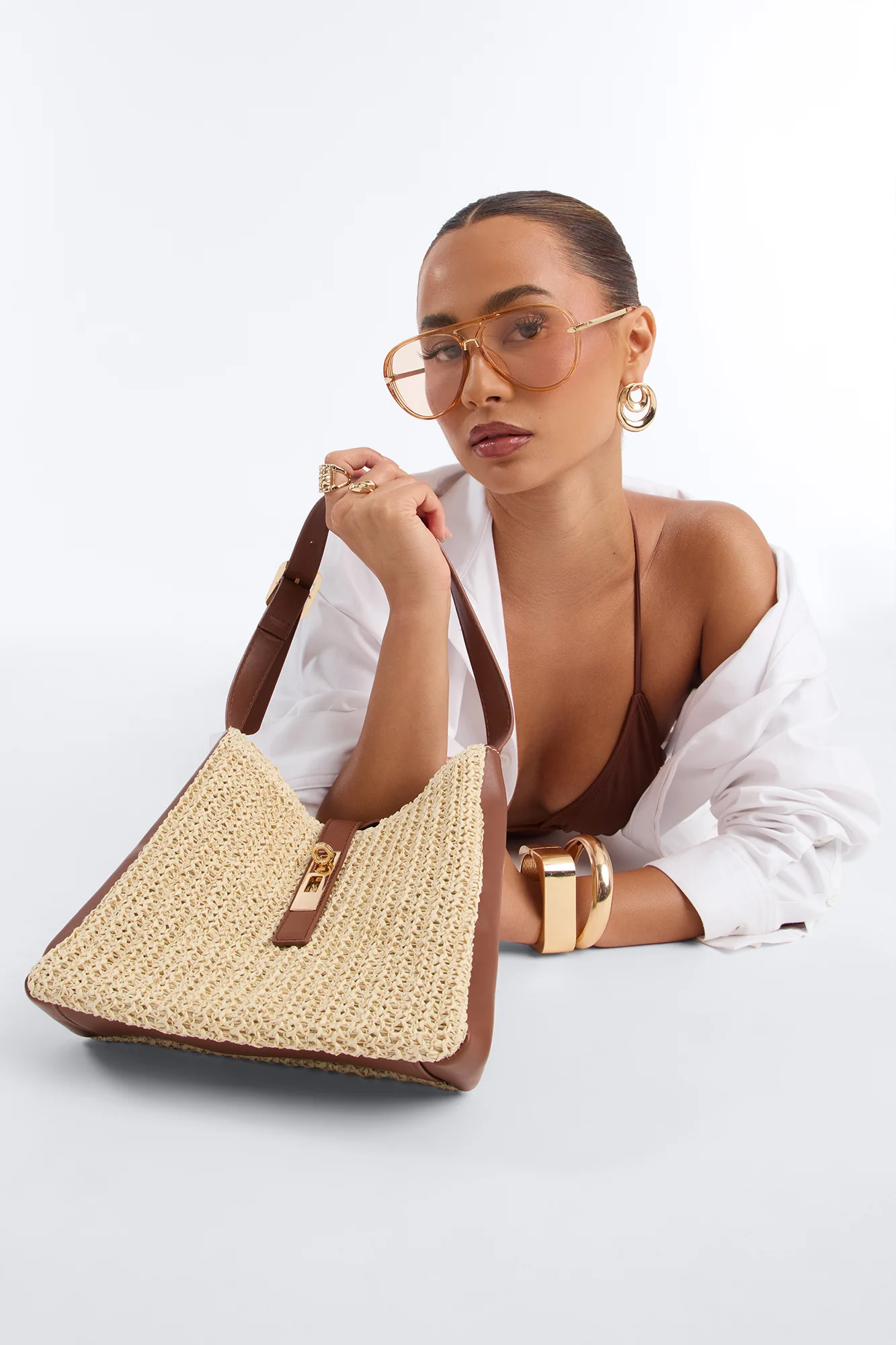Fun In The Sun Straw Shoulder Bag - Natural/Combo - Image 2