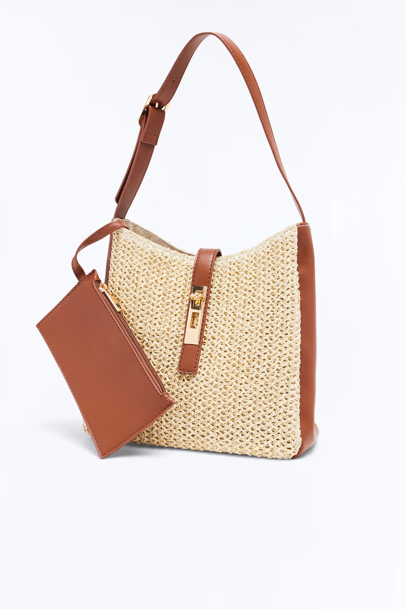 Fun In The Sun Straw Shoulder Bag - Natural/Combo - Image 4
