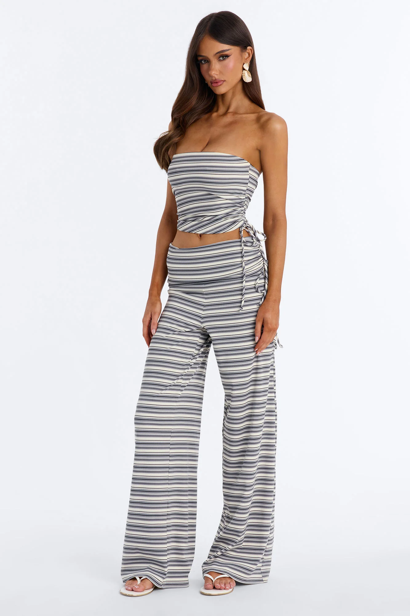 Fun Time Foldover Waist Pant Set - Grey/combo