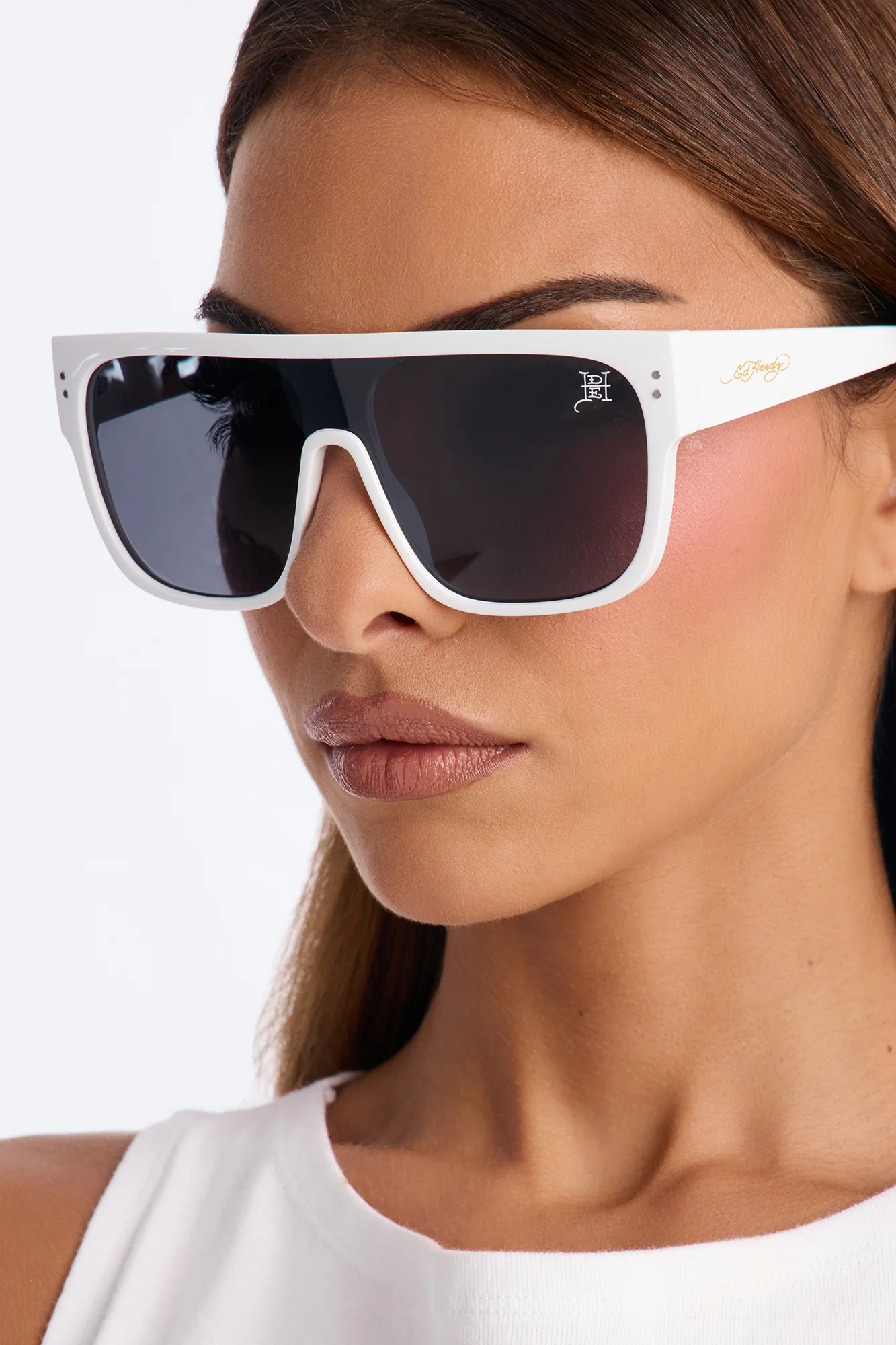 Future Tense Ed Hardy Shield Sunglasses - White