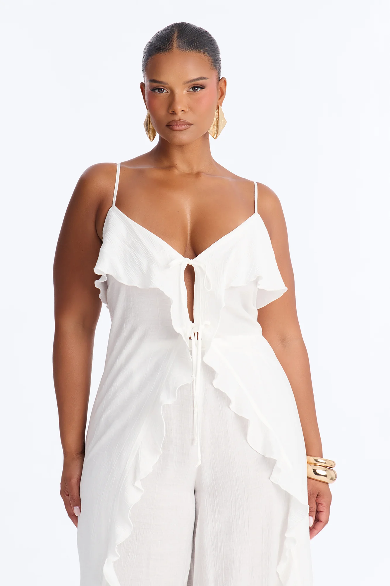 Gabriela Ruffle Pant Set - White - Image 6