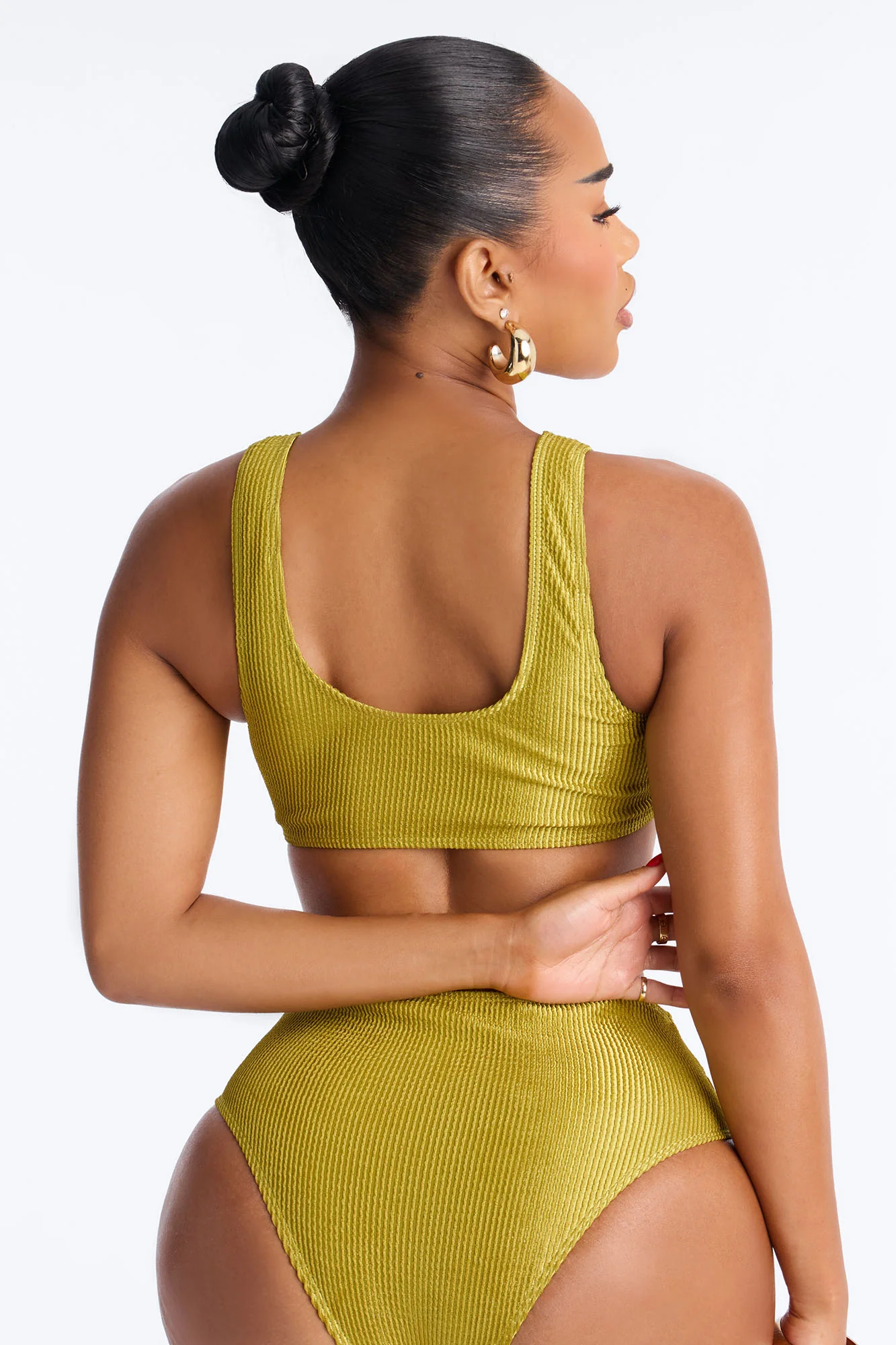Gaia Ribbed 2 Piece Bralette Bikini Set - Green - Image 3