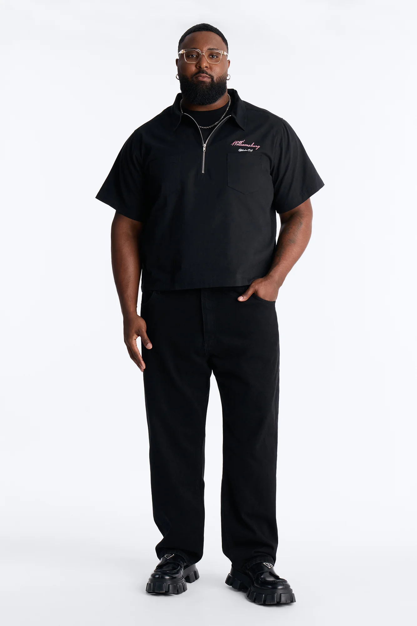 Galleries Half Zip Tee Shirt - Black - Image 6