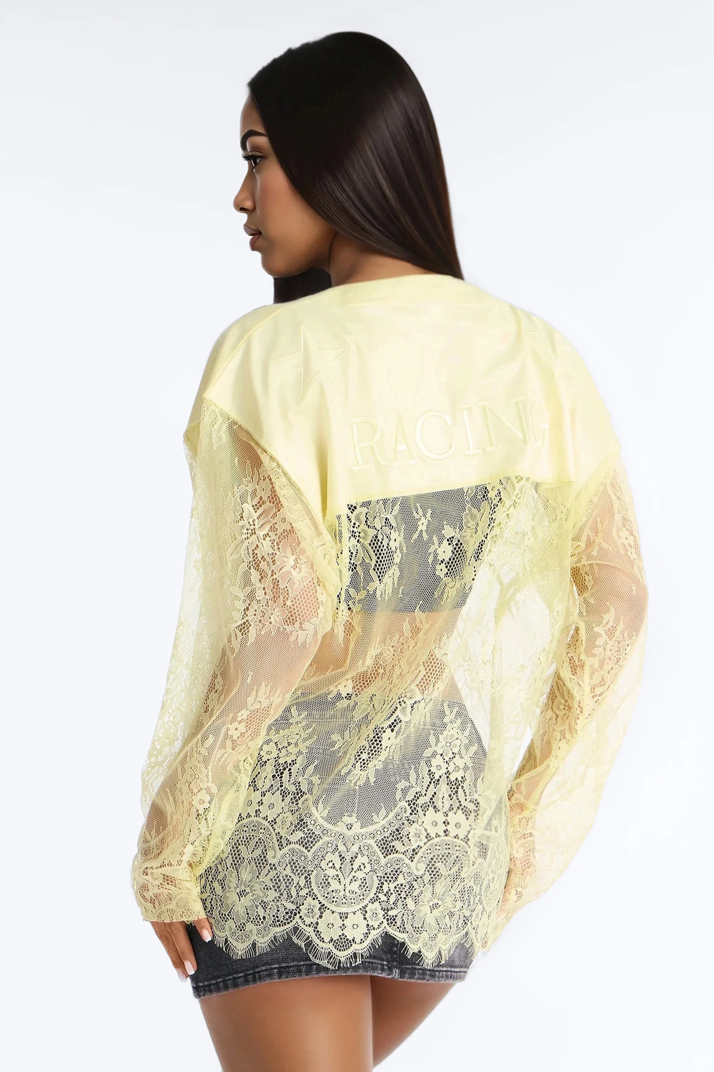 Game Countdown Lace Jersey Top - Yellow - Image 4