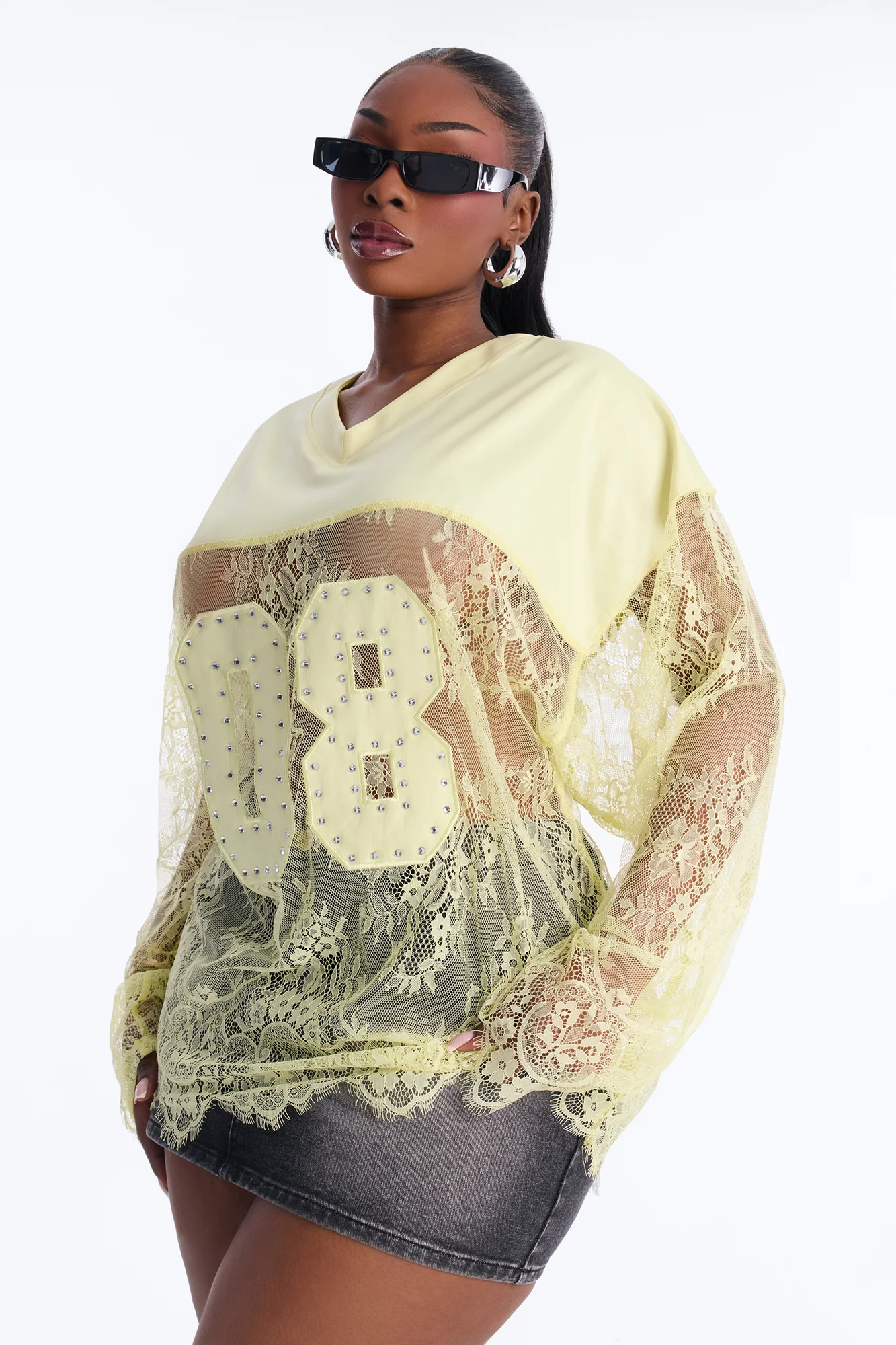Game Countdown Lace Jersey Top - Yellow - Image 5