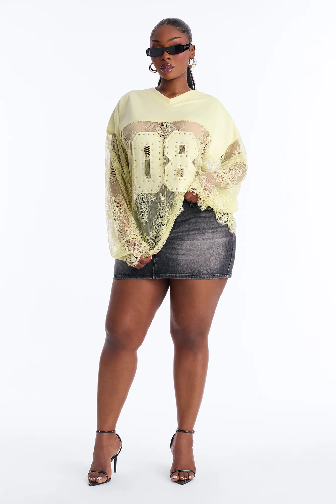 Game Countdown Lace Jersey Top - Yellow - Image 6
