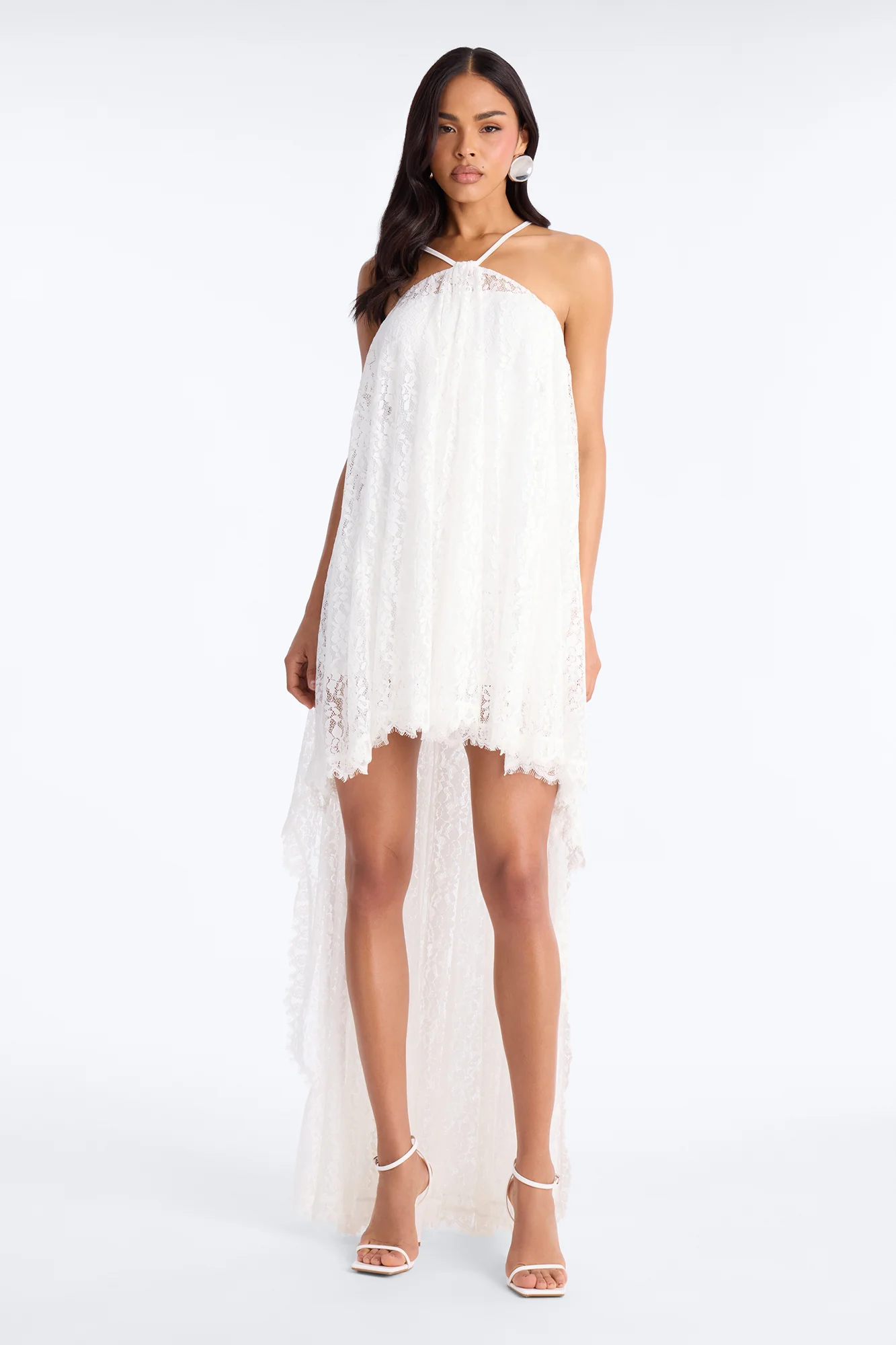 Garden Fairy High Low Lace Maxi Dress - White
