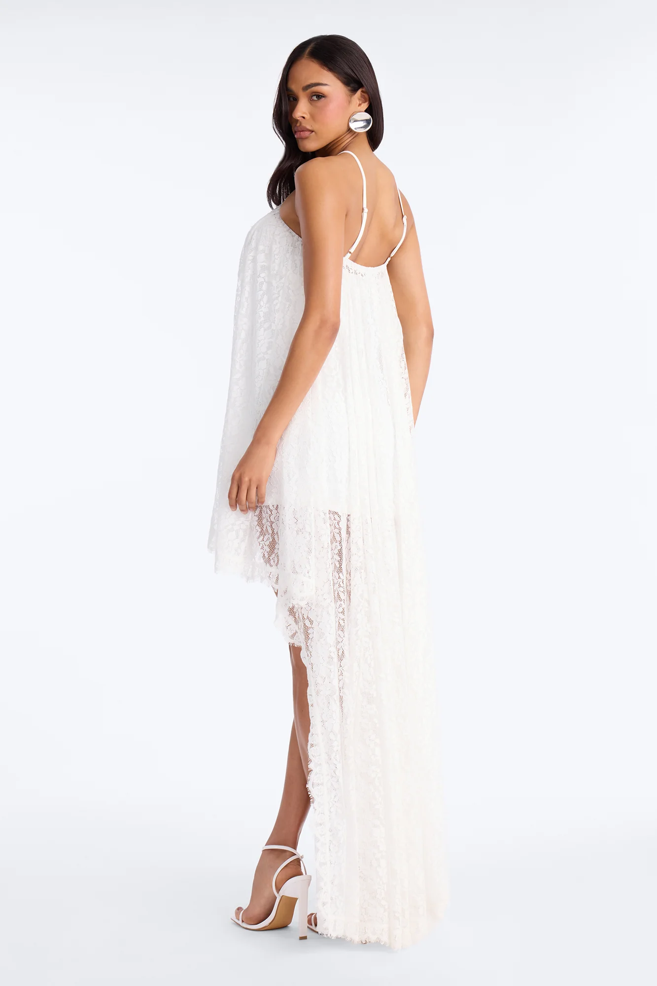 Garden Fairy High Low Lace Maxi Dress - White - Image 4