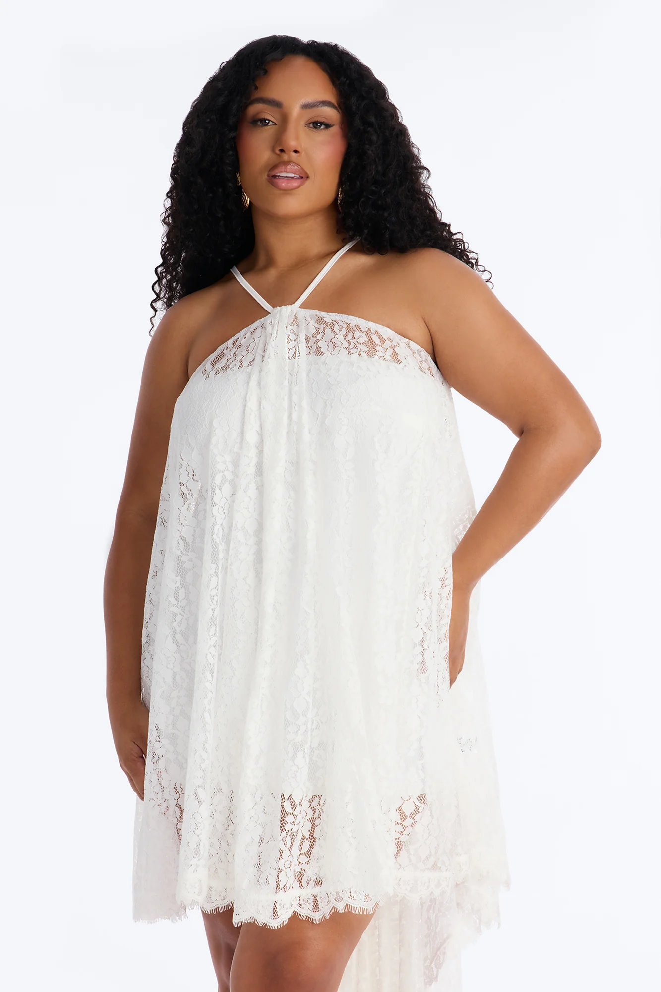 Garden Fairy High Low Lace Maxi Dress - White - Image 6
