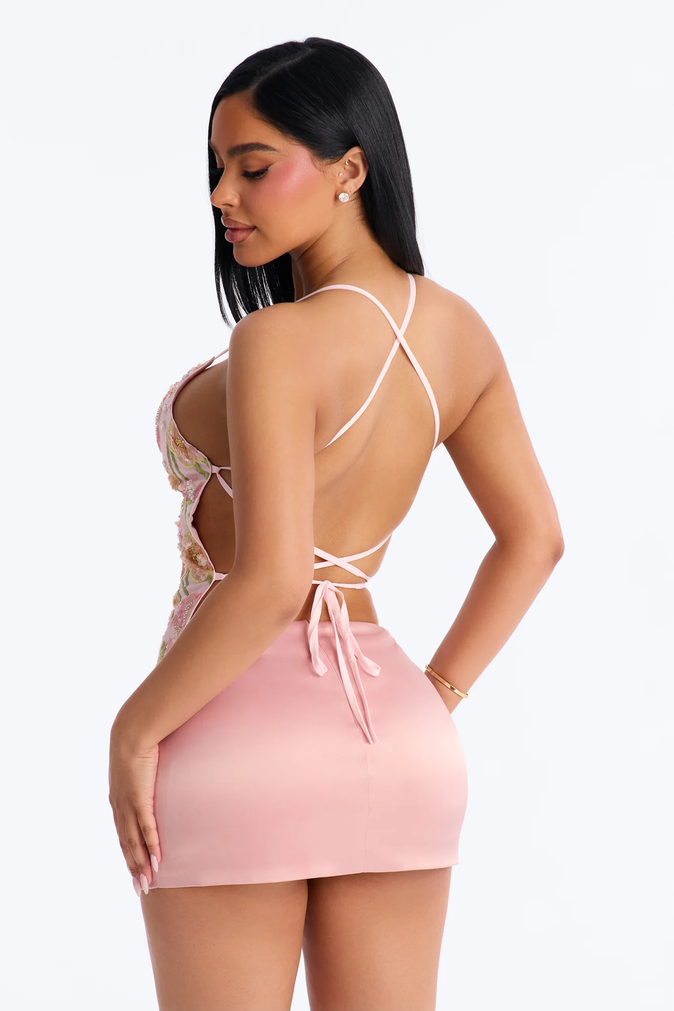 Garden Glam Strappy Sequin Top - Pink/combo - Image 4