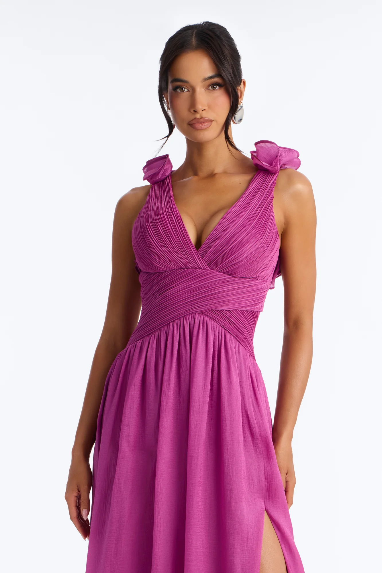 Garden Muse Ruffle Pleated Gown - Plum - Image 2