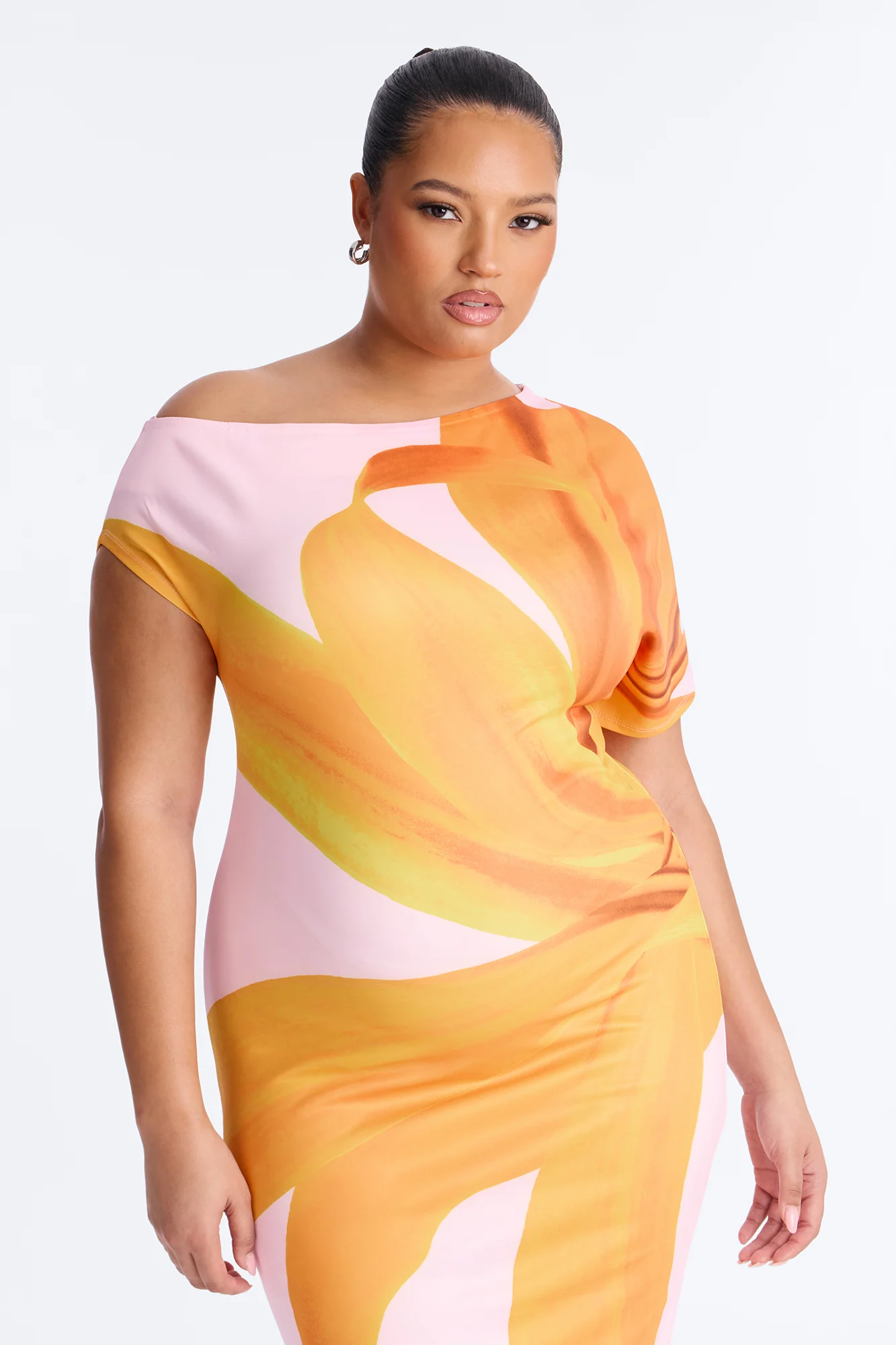 Gardenia One Shoulder Floral Midi Dress - Orange/combo - Image 6