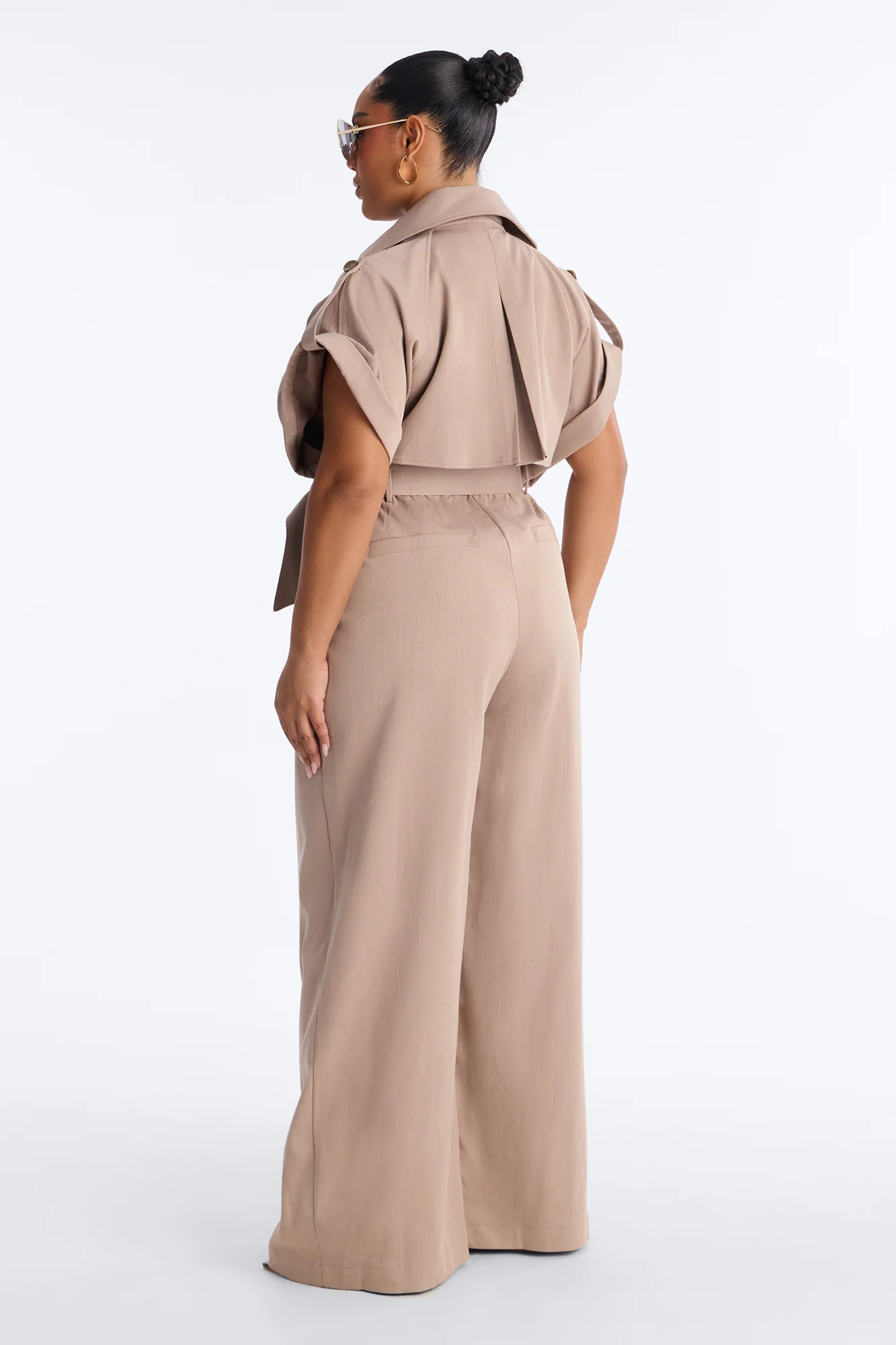 Gayle Belted Trench Jumpsuit - Mocha - Image 8
