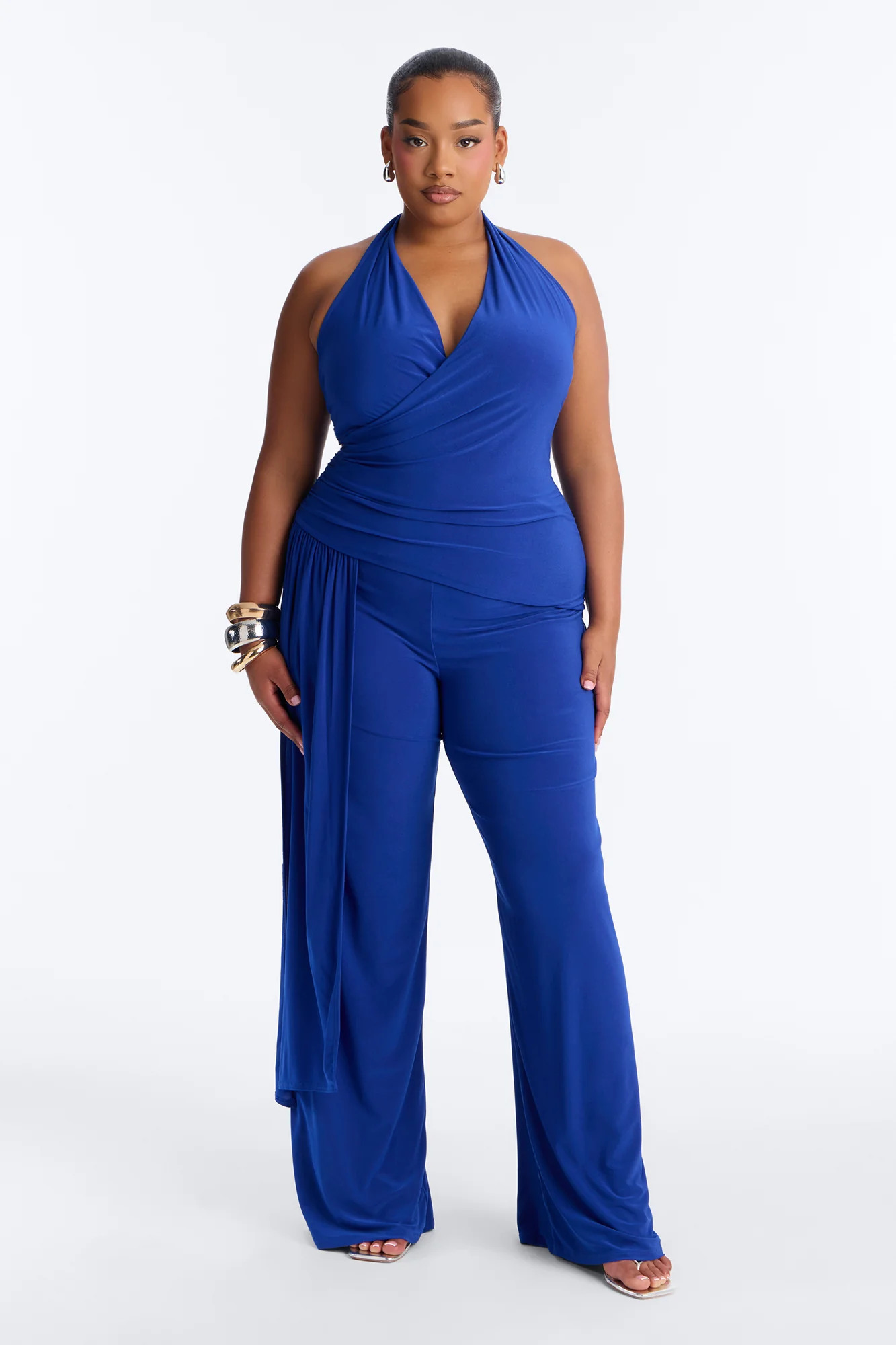 Gemma Halter Draped Jumpsuit - Royal - Image 4