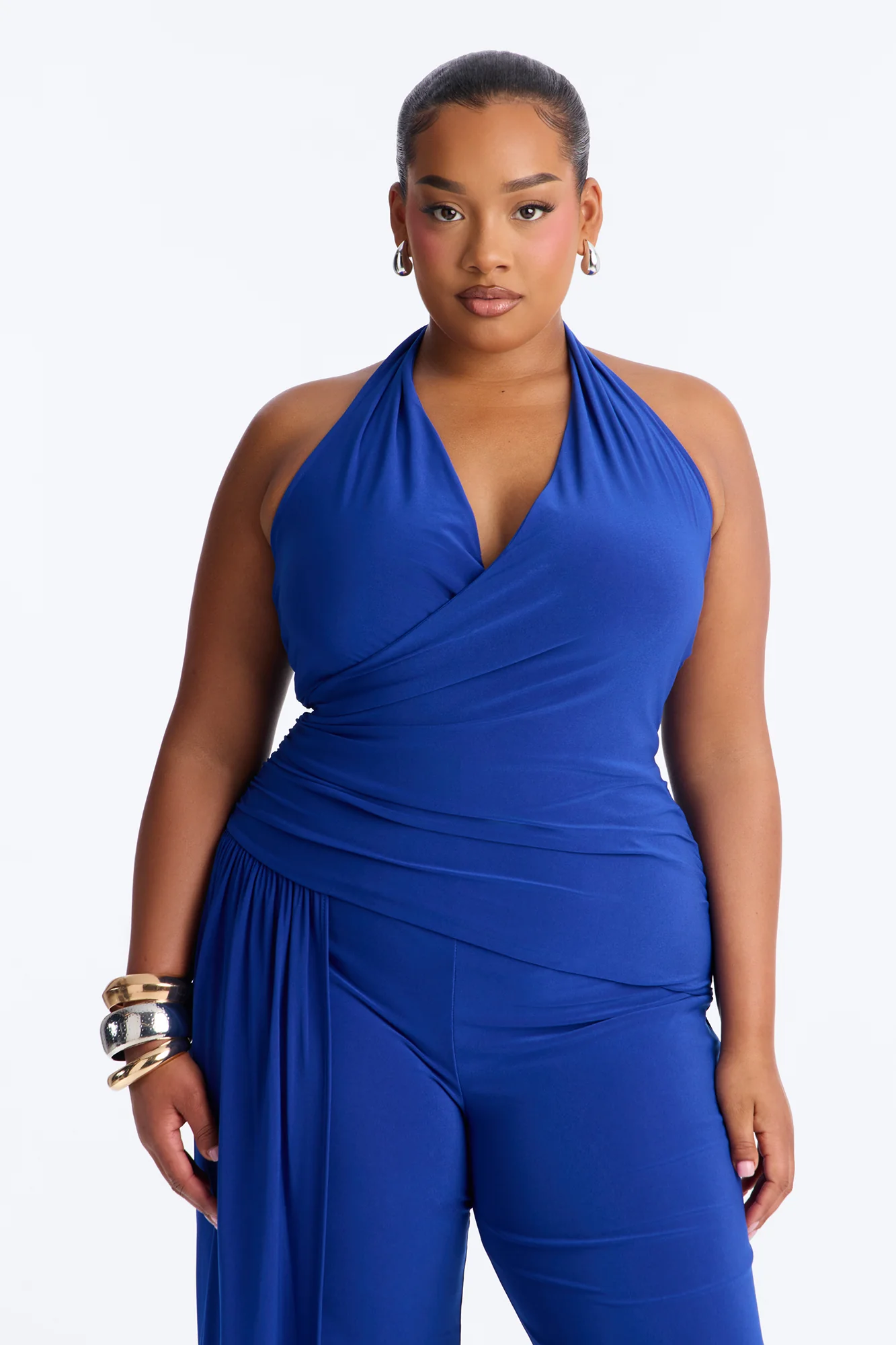 Gemma Halter Draped Jumpsuit - Royal - Image 5
