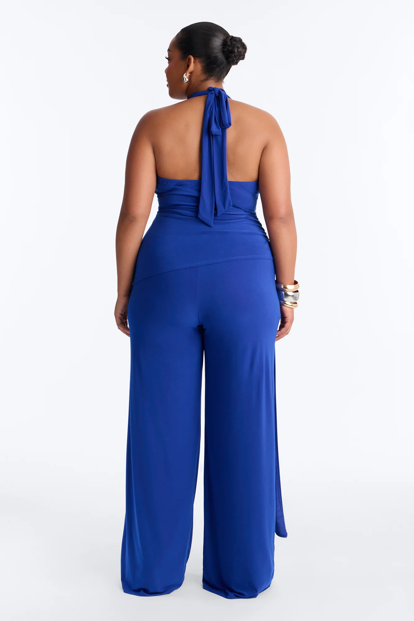 Gemma Halter Draped Jumpsuit - Royal - Image 7