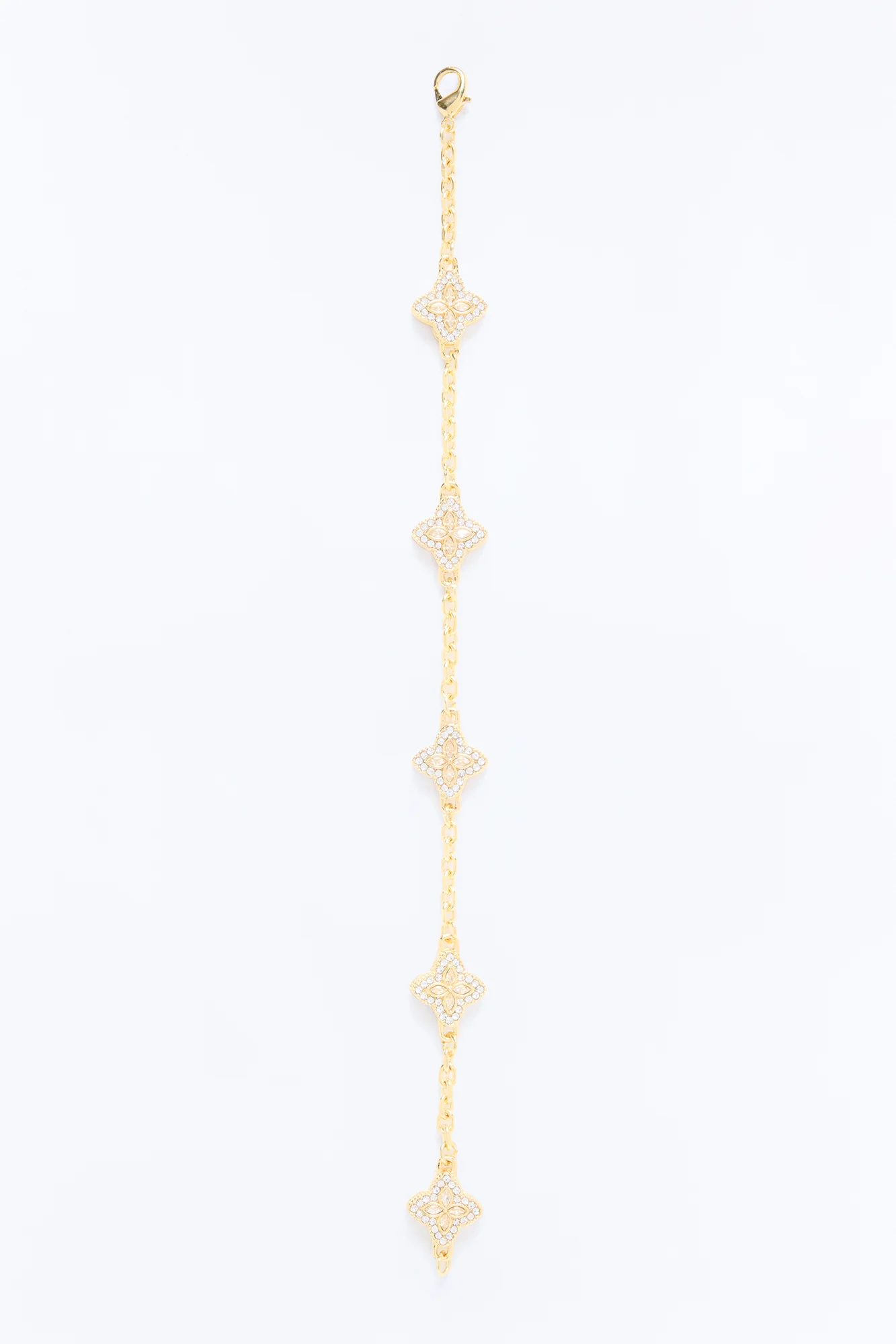 Genesis Rhinestone Clover Bracelet - Gold