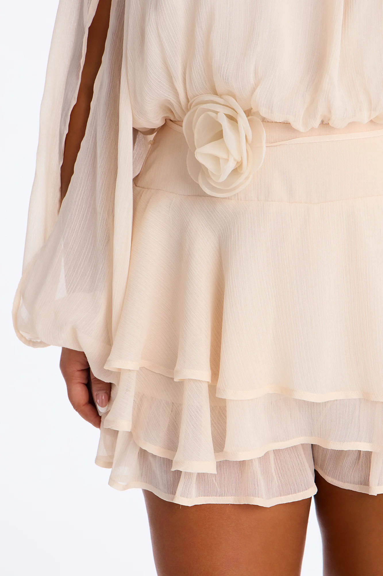 Genevieve Chiffon Ruffle Romper - Peach - Image 7