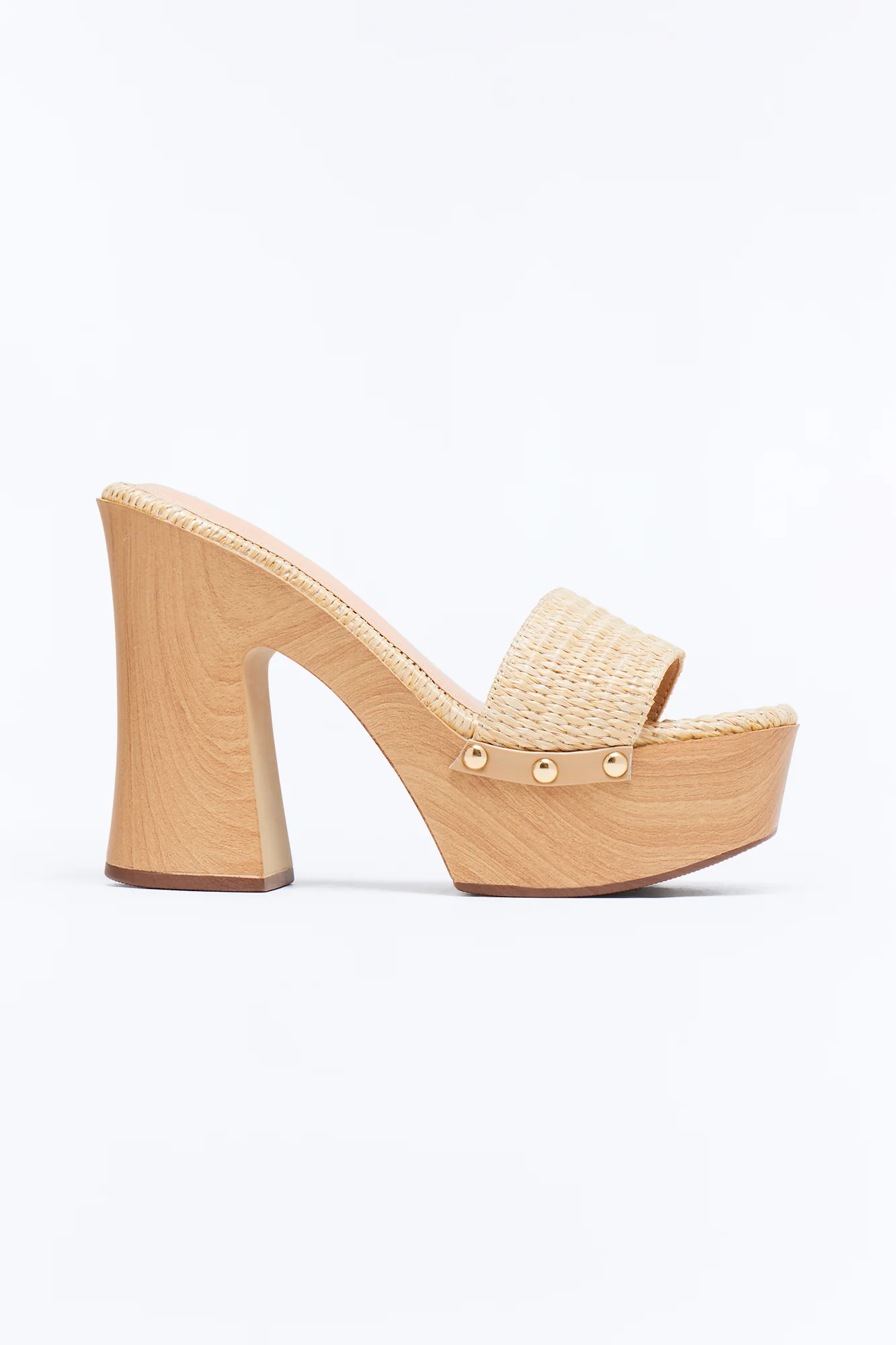 Gennie Wood Platform Heels - Natural
