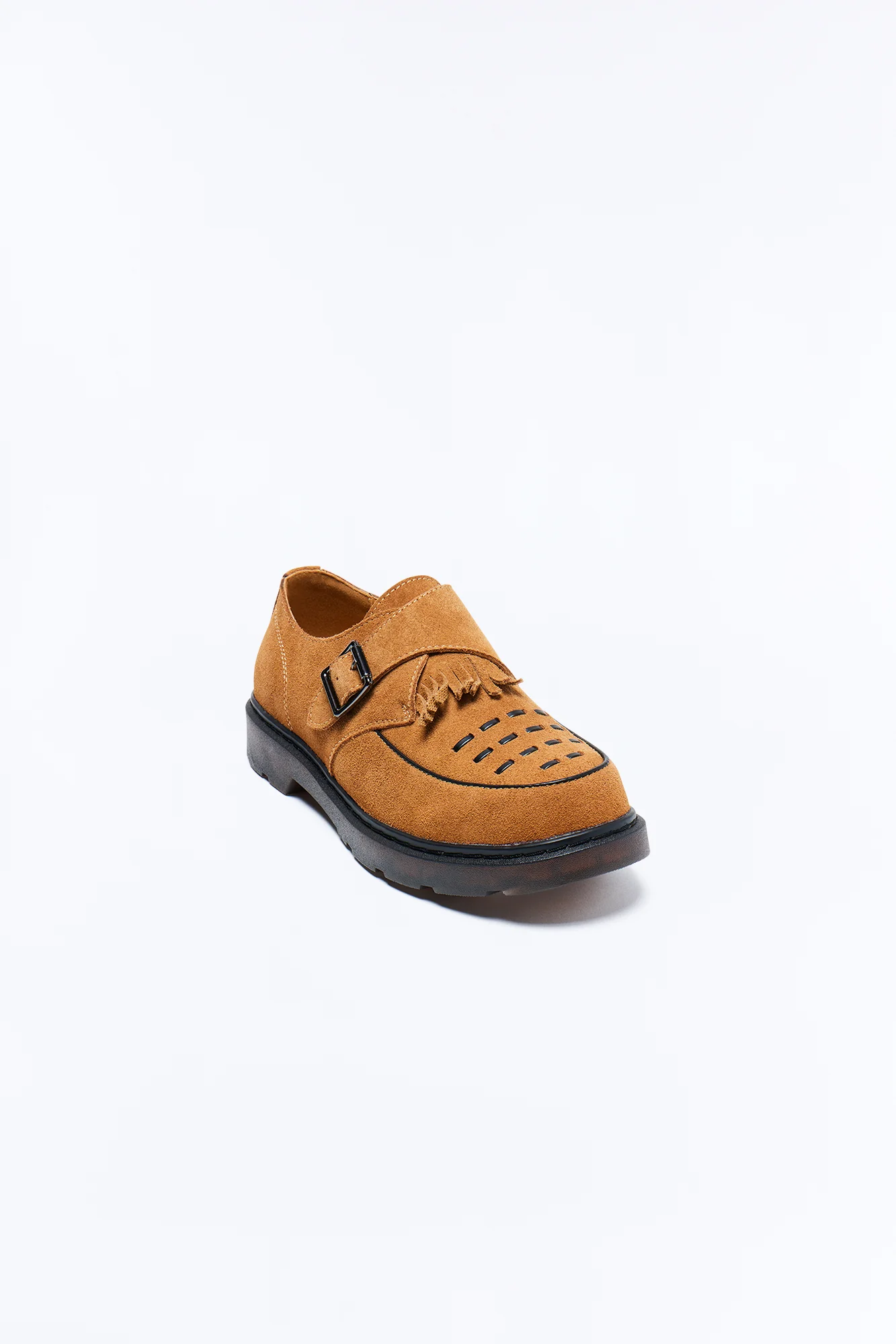 Genuine Suede Monk Strap Loafer - Brown - Image 4