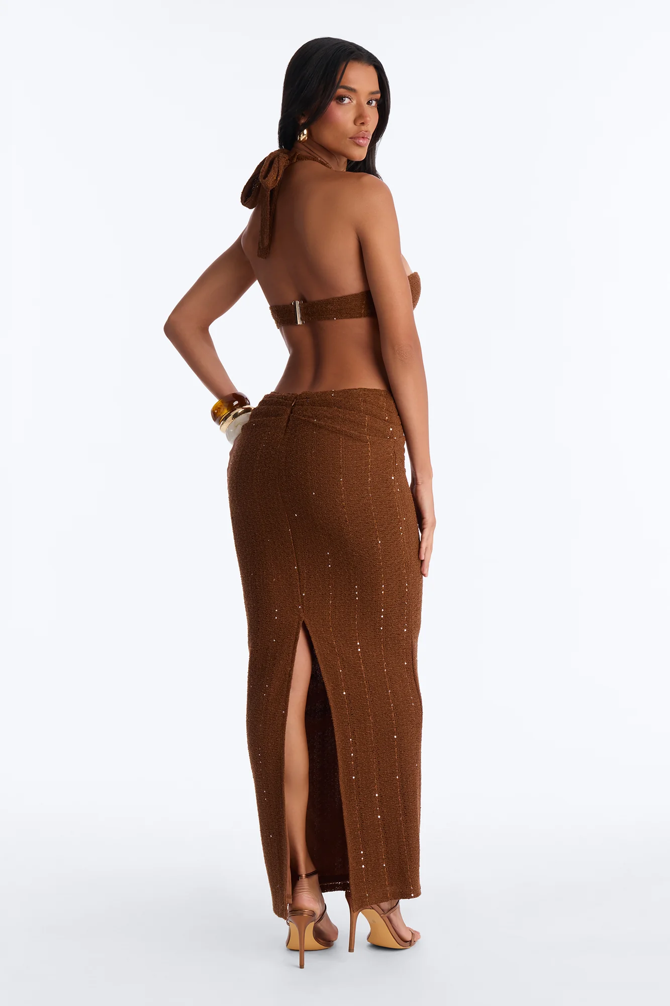 Georgia Cut Out Maxi Dress - Brown - Image 4