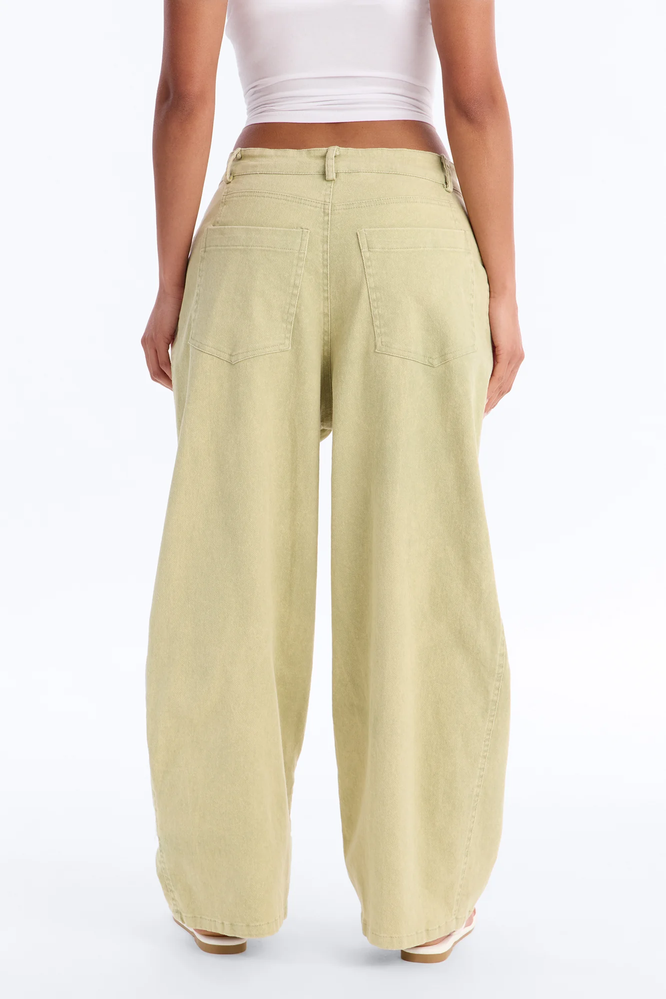 Georgie Washed Twill Barrel Leg Pant 33″ - Green - Image 4