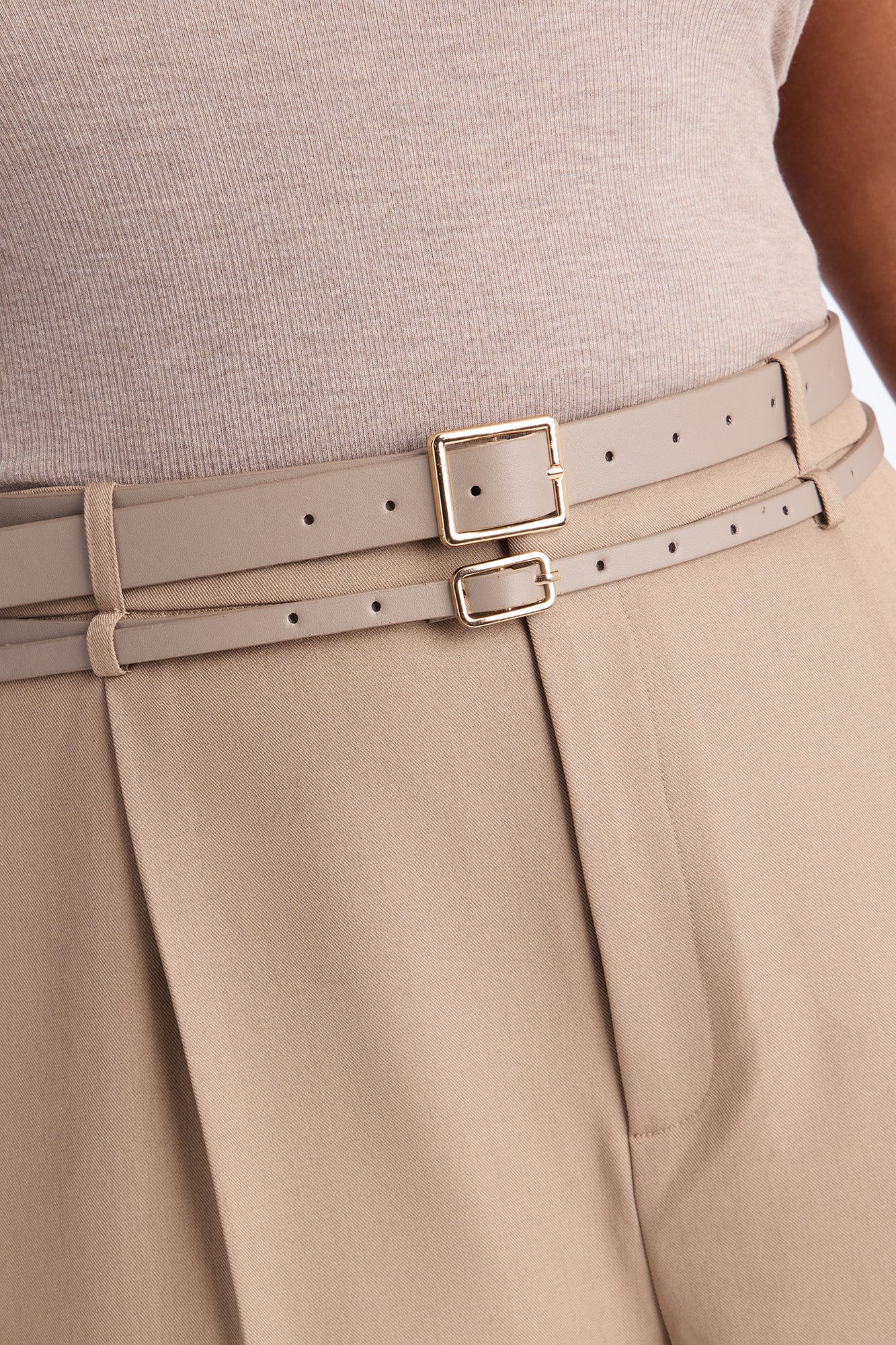 Geraldine Belted Wide Leg Trousers 33″ - Camel - Image 7