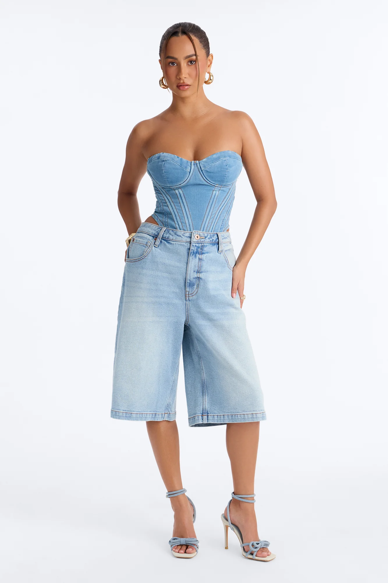 Get A Good Look Heeled Sandals - Denim - Image 4