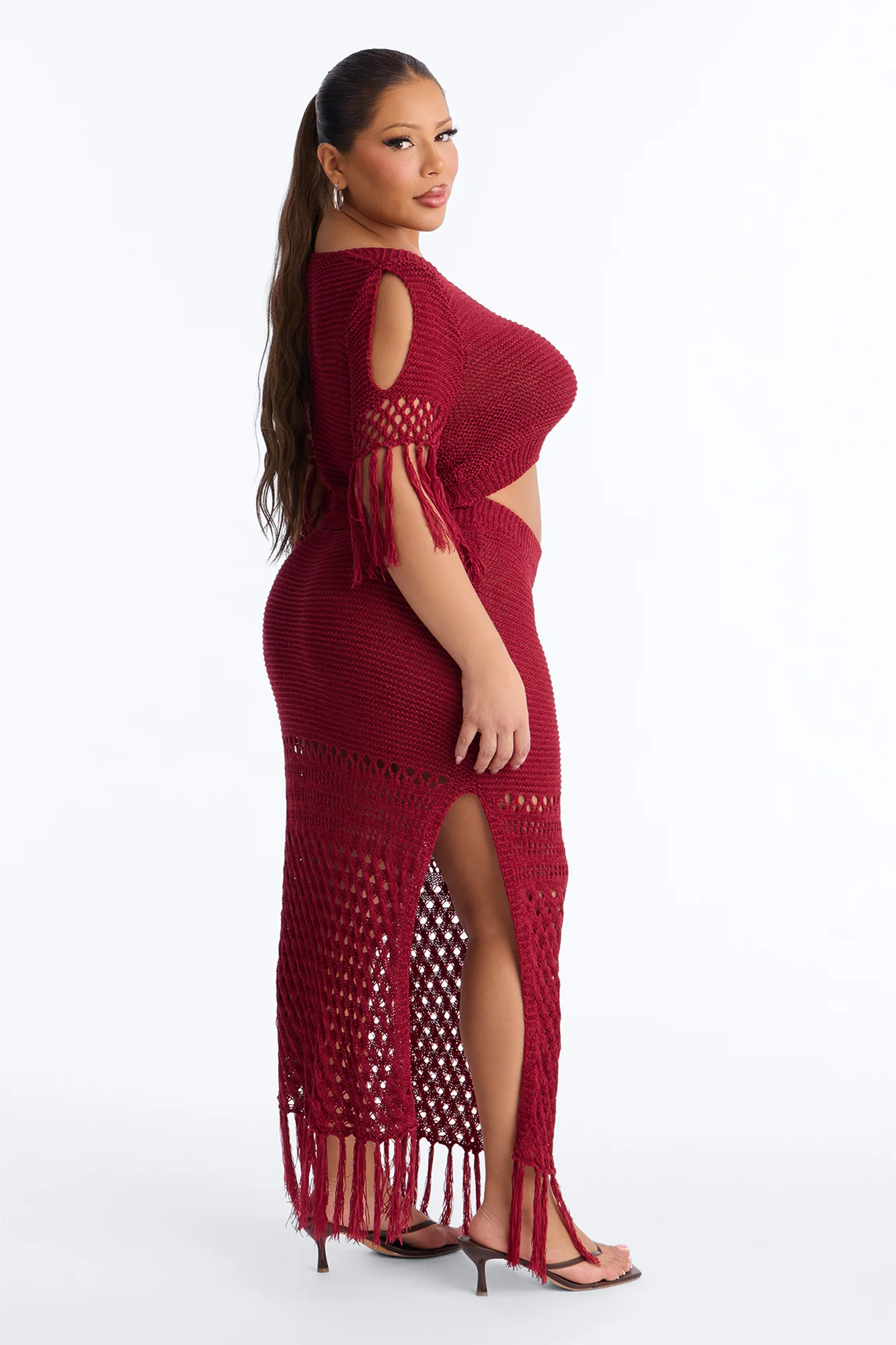Get Away With It Crochet Skirt Set - Wine - Image 5