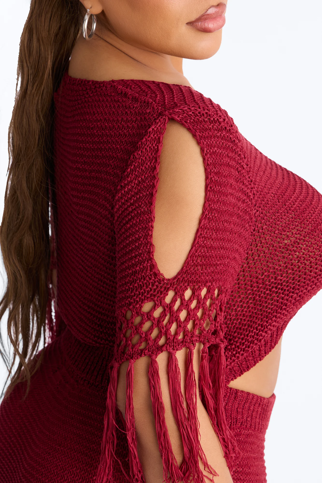 Get Away With It Crochet Skirt Set - Wine - Image 7