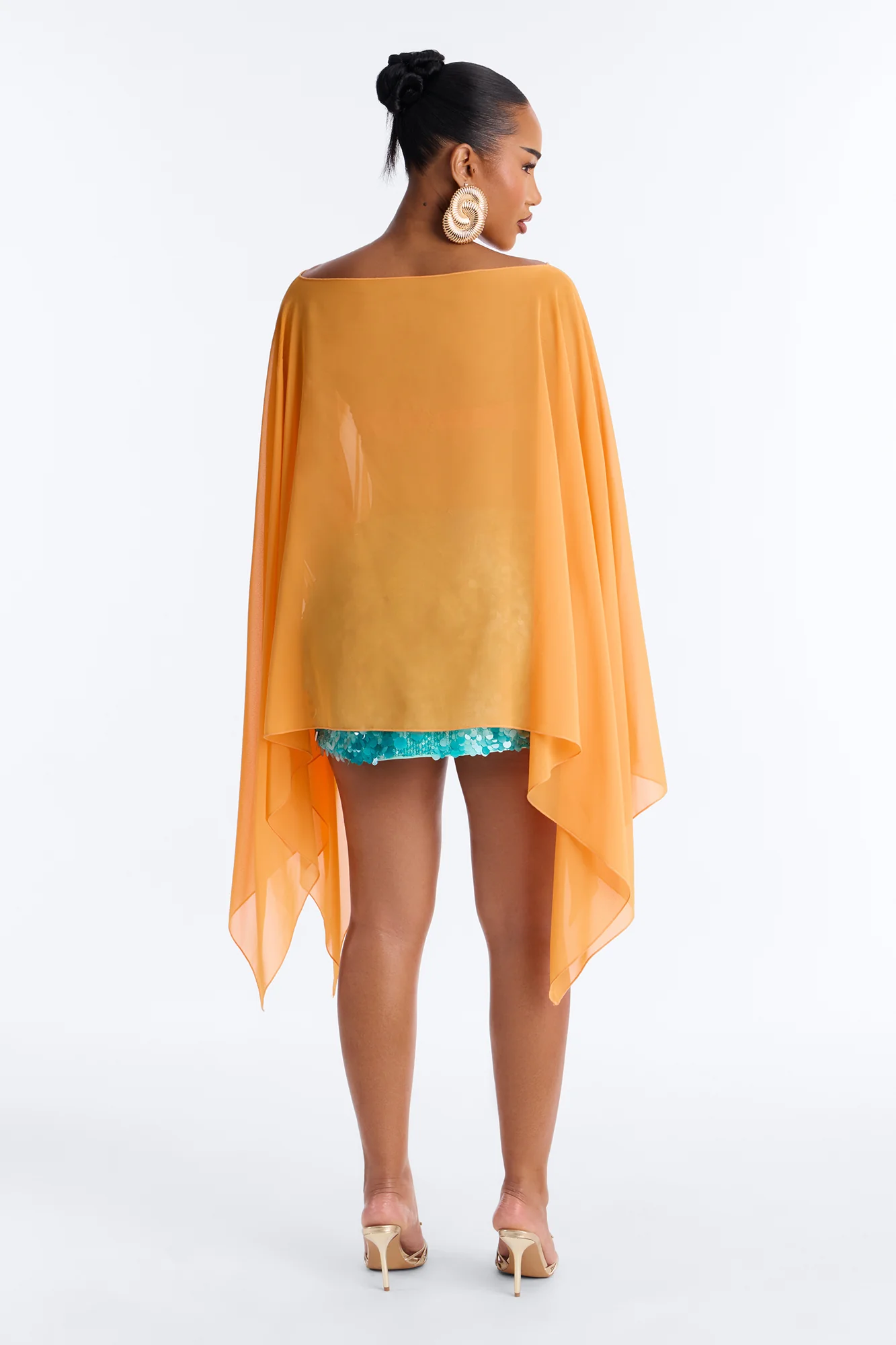Get In Line Long Chiffon Kimono Top - Orange - Image 4