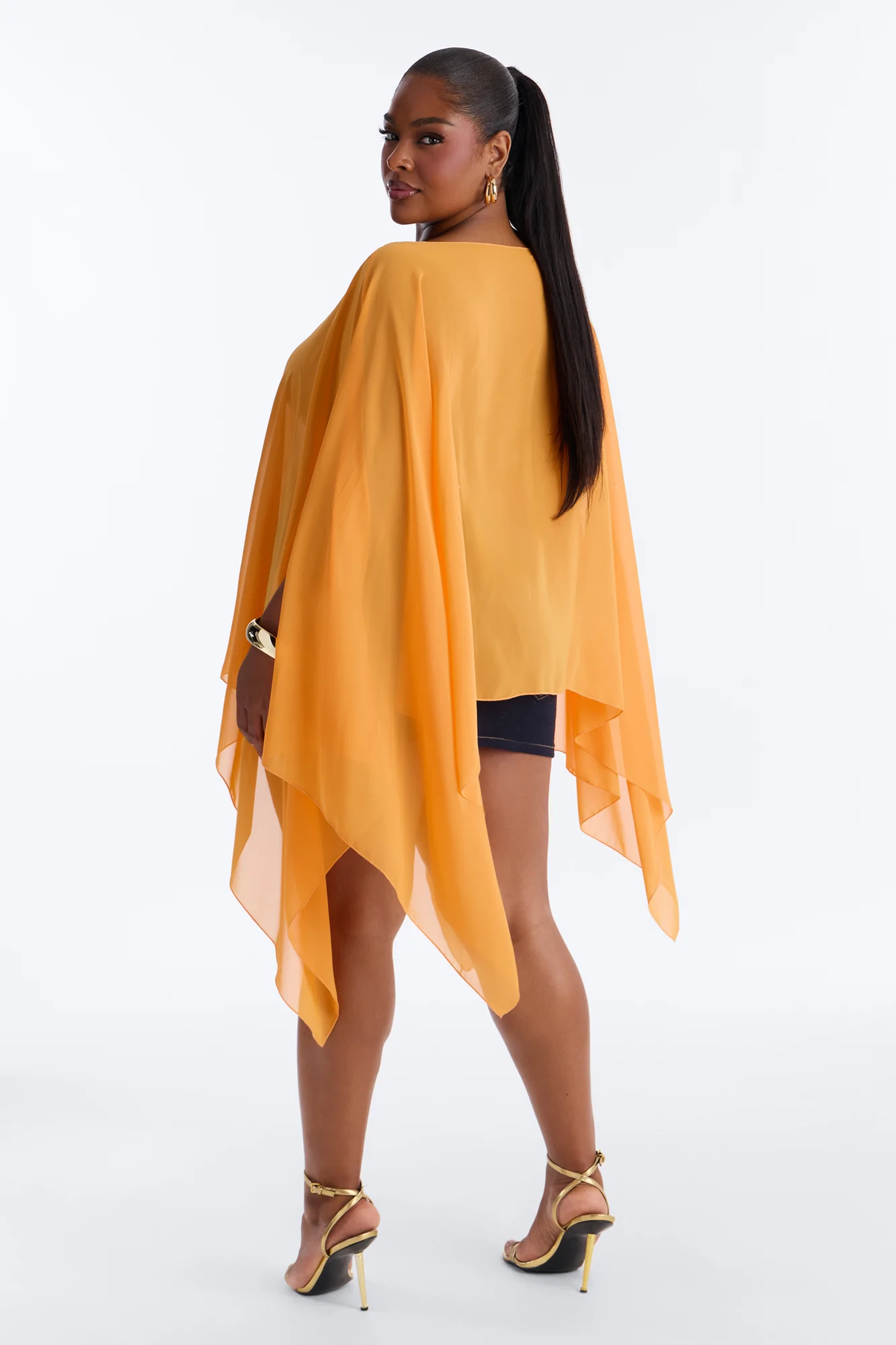 Get In Line Long Chiffon Kimono Top - Orange - Image 7