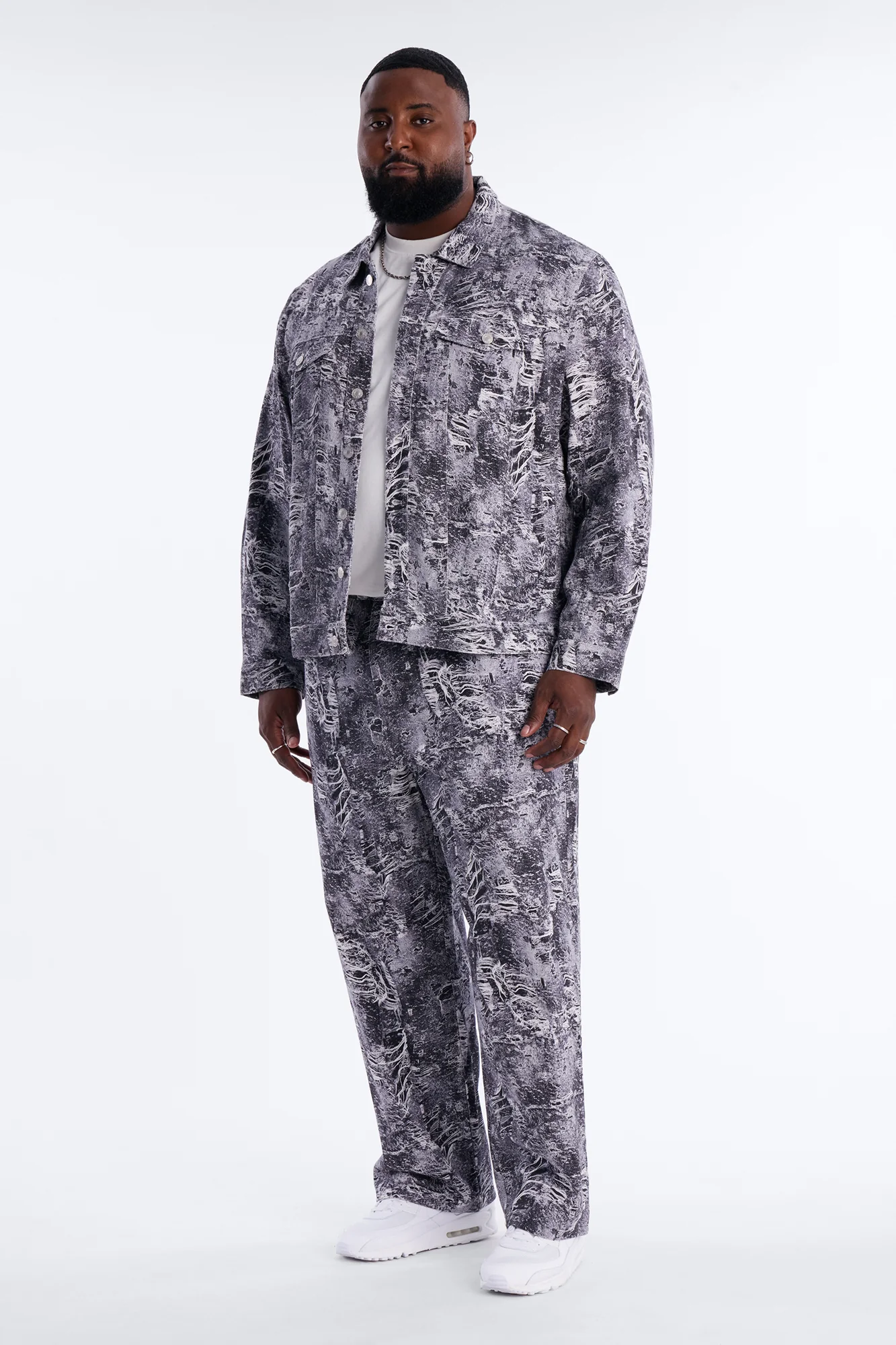 Ghost Distressed Printed Denim Jacket - Black - Image 6