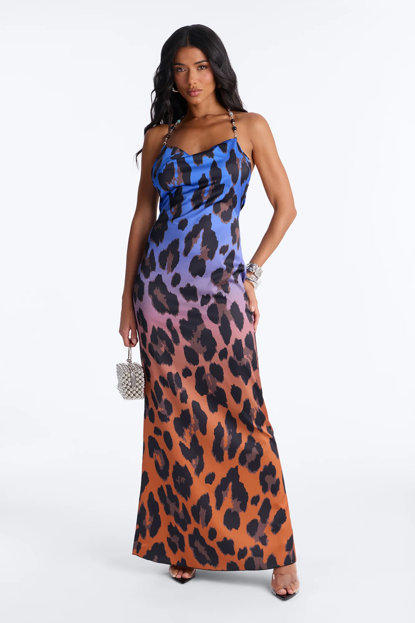 Giana Beaded Back Maxi Dress - Blue/combo - Image 2