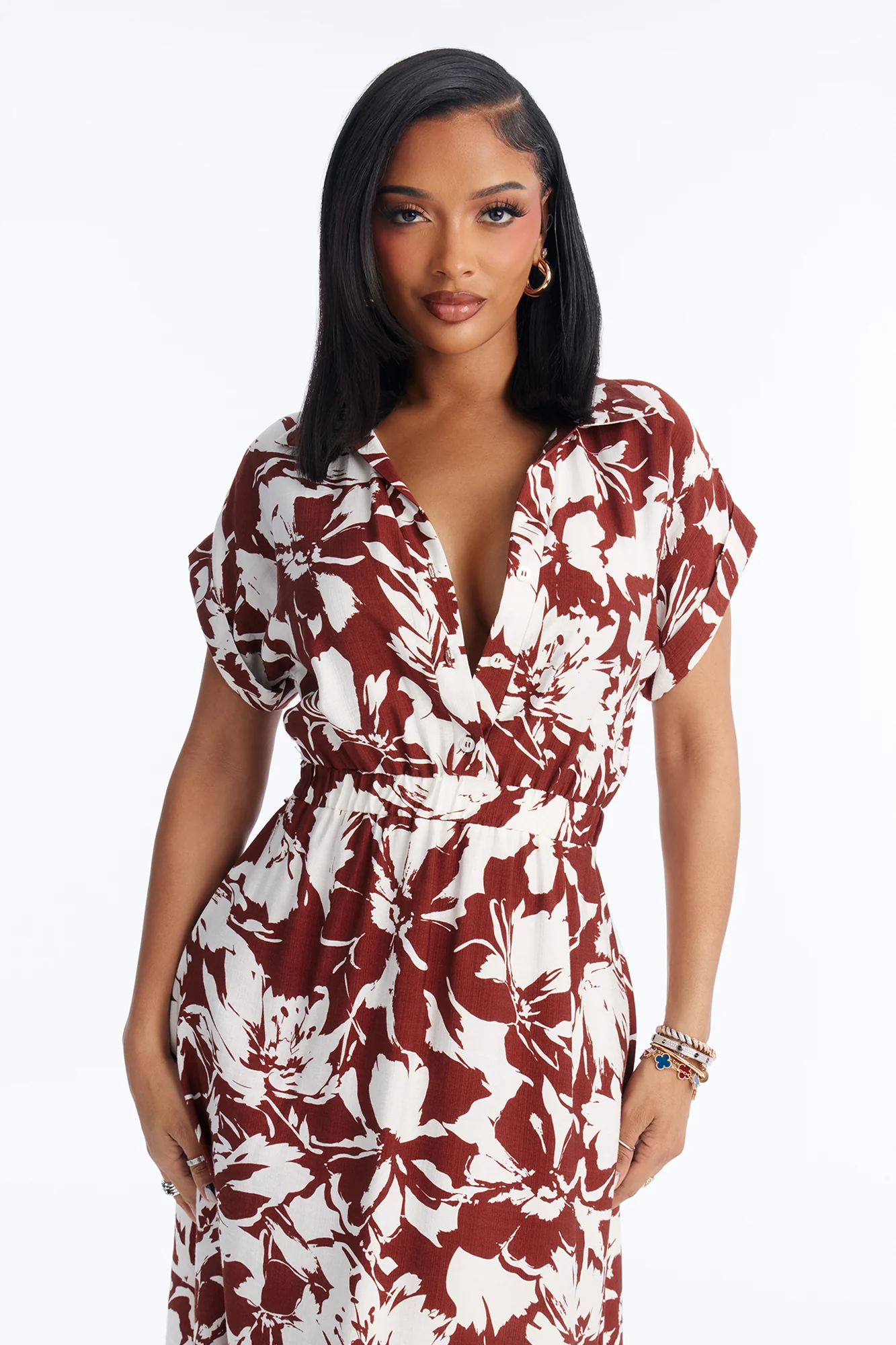 Gianna Shirt Midi Dress - Brown/combo - Image 2