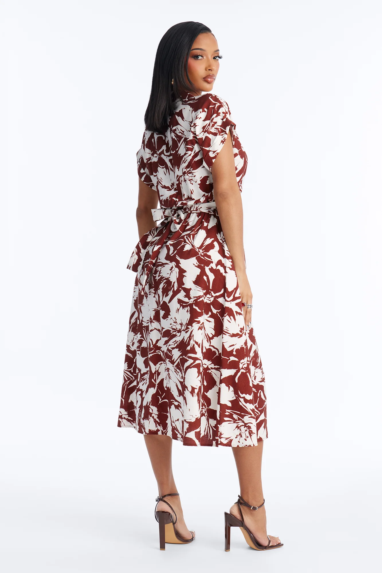 Gianna Shirt Midi Dress - Brown/combo - Image 3