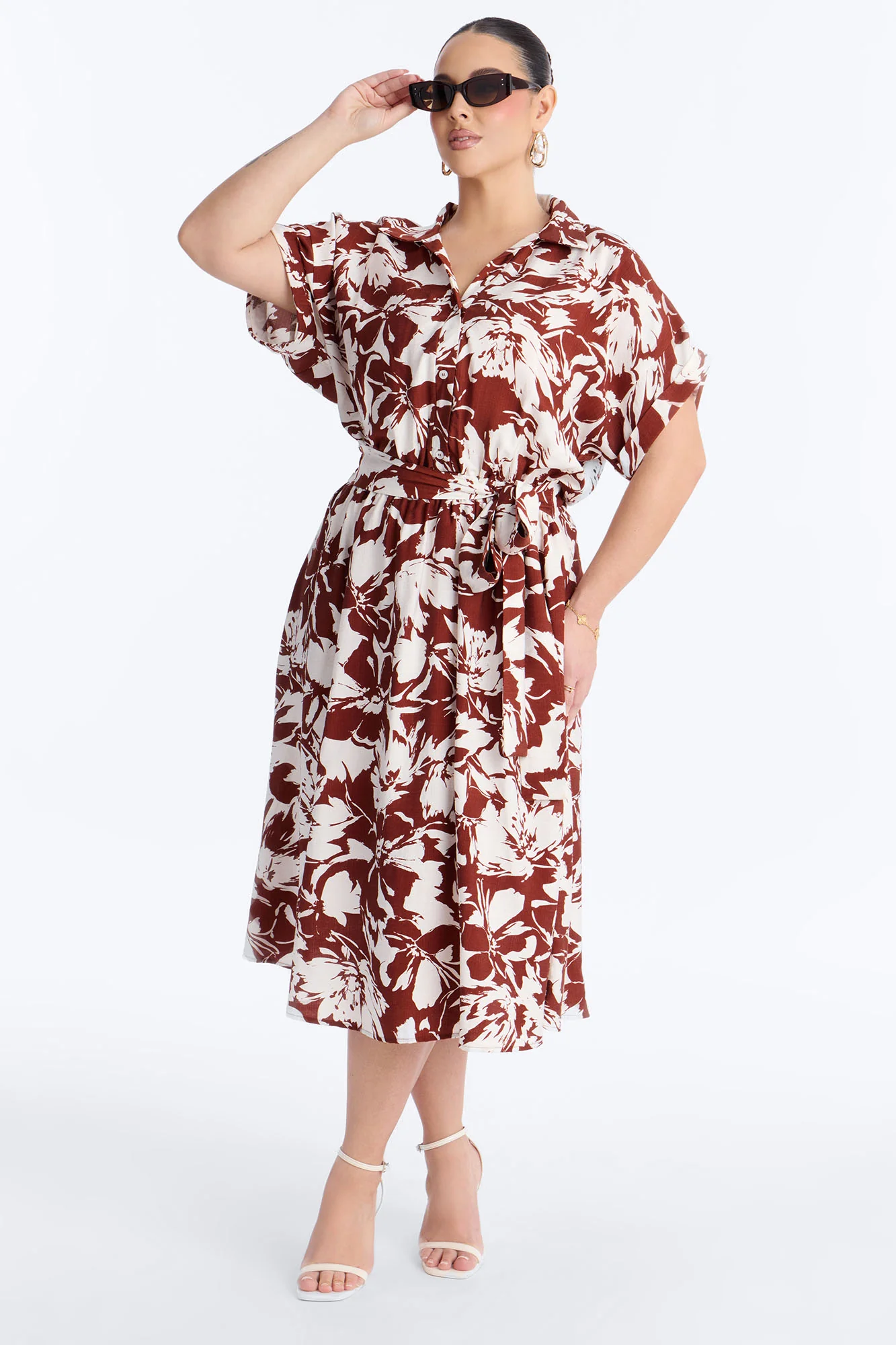 Gianna Shirt Midi Dress - Brown/combo - Image 4