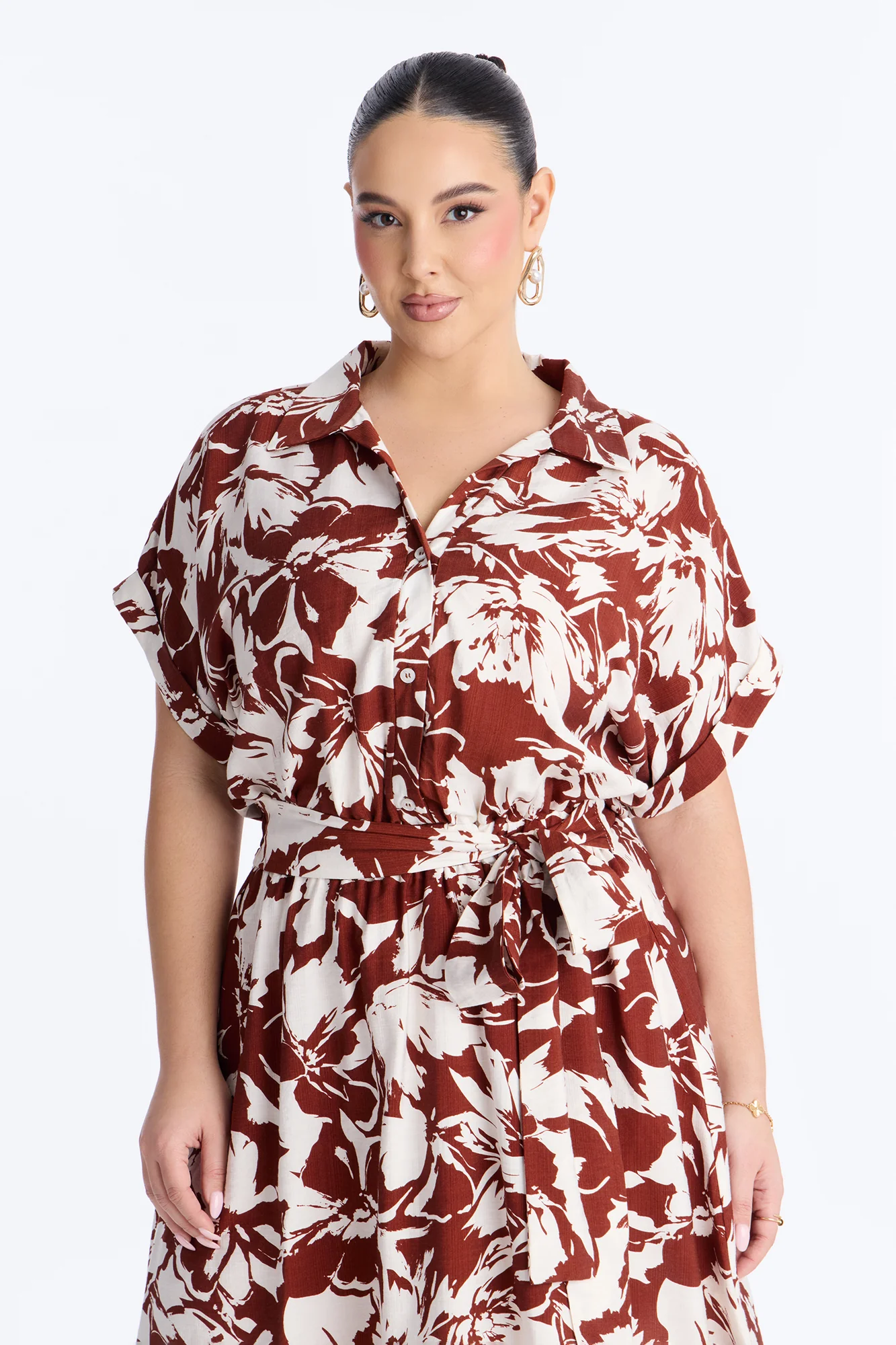 Gianna Shirt Midi Dress - Brown/combo - Image 5
