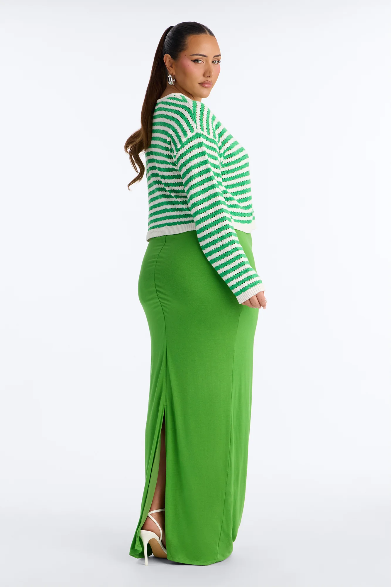 Gigi 2 Piece Maxi Dress Cardigan Set - Kelly Green - Image 7